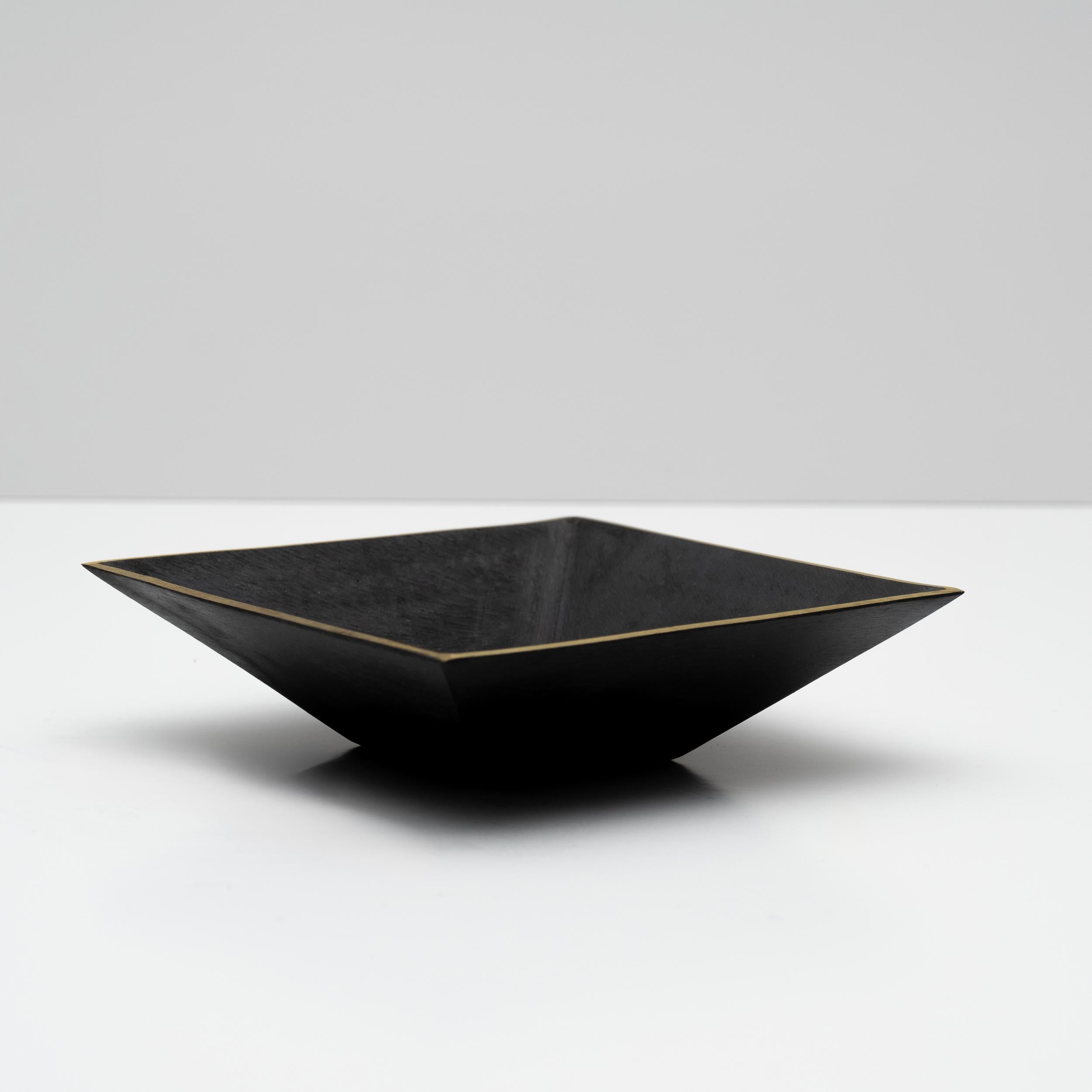 Carl Auböck Model #4482 Patinated Brass Square Dish For Sale 4