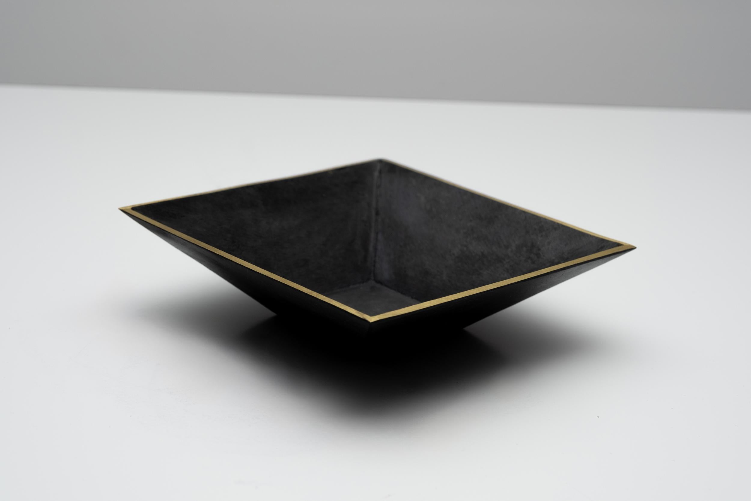 Carl Auböck Model #4482 Patinated Brass Square Dish For Sale 6