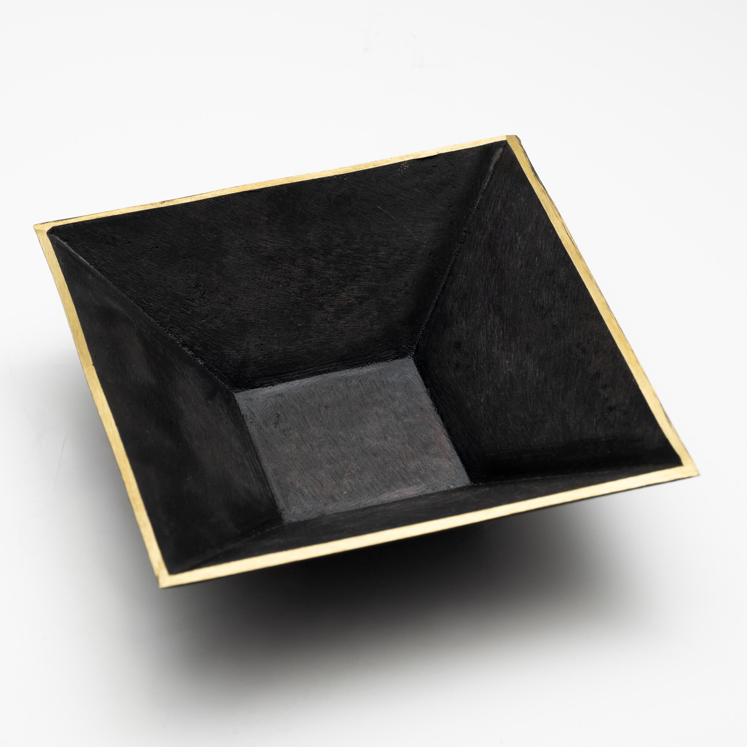 Mid-Century Modern Carl Auböck Model #4482 Patinated Brass Square Dish For Sale