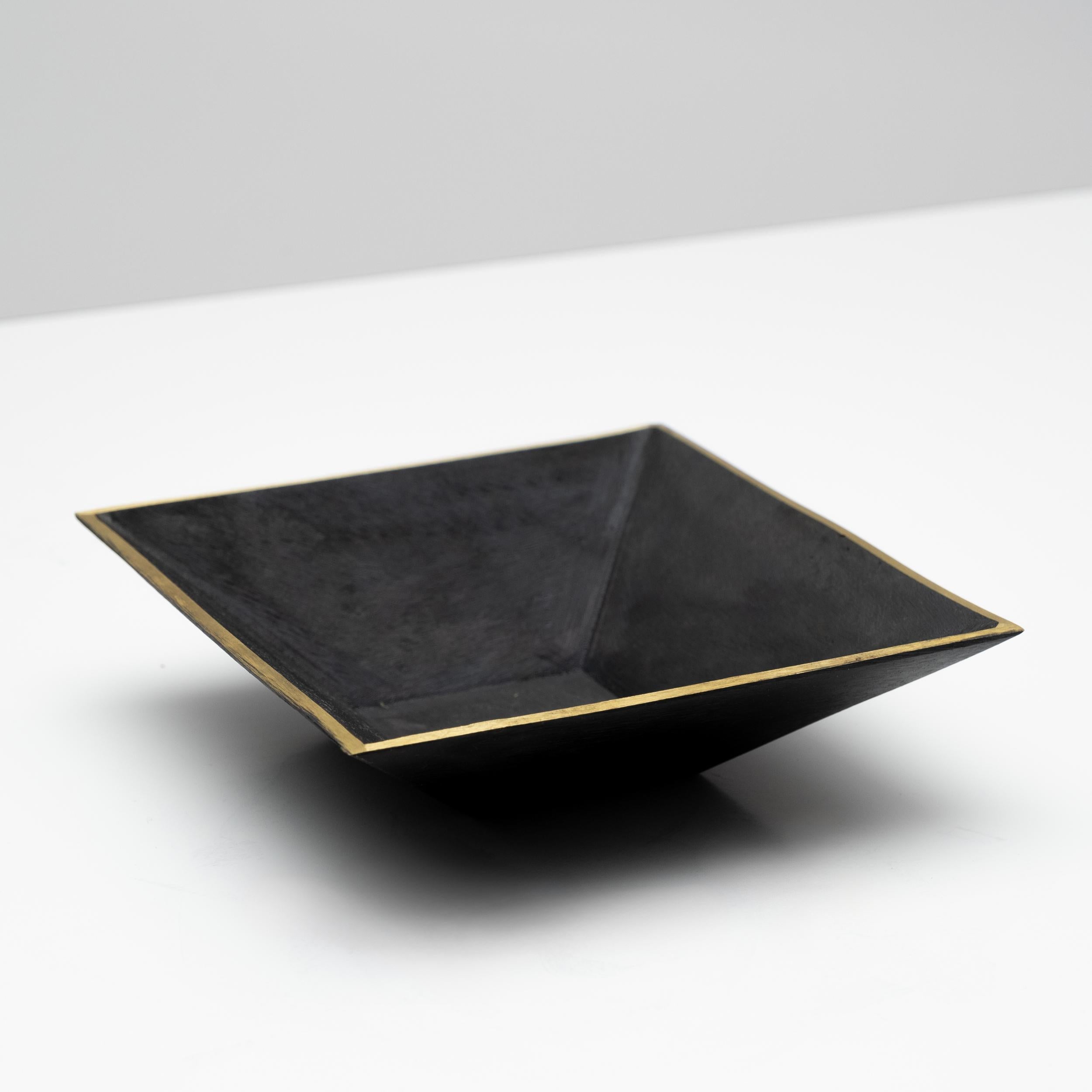 Austrian Carl Auböck Model #4482 Patinated Brass Square Dish For Sale