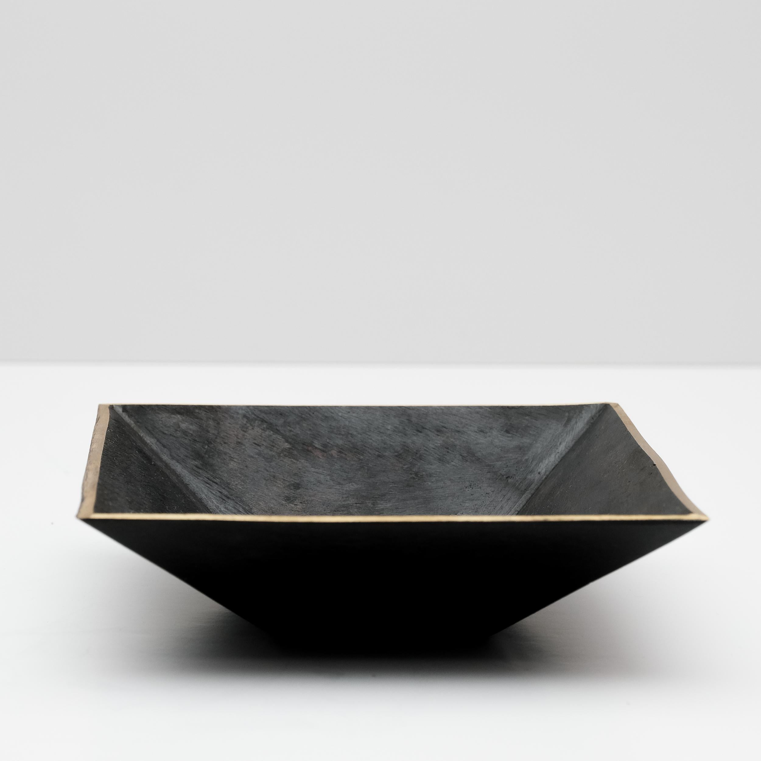 Contemporary Carl Auböck Model #4482 Patinated Brass Square Dish For Sale