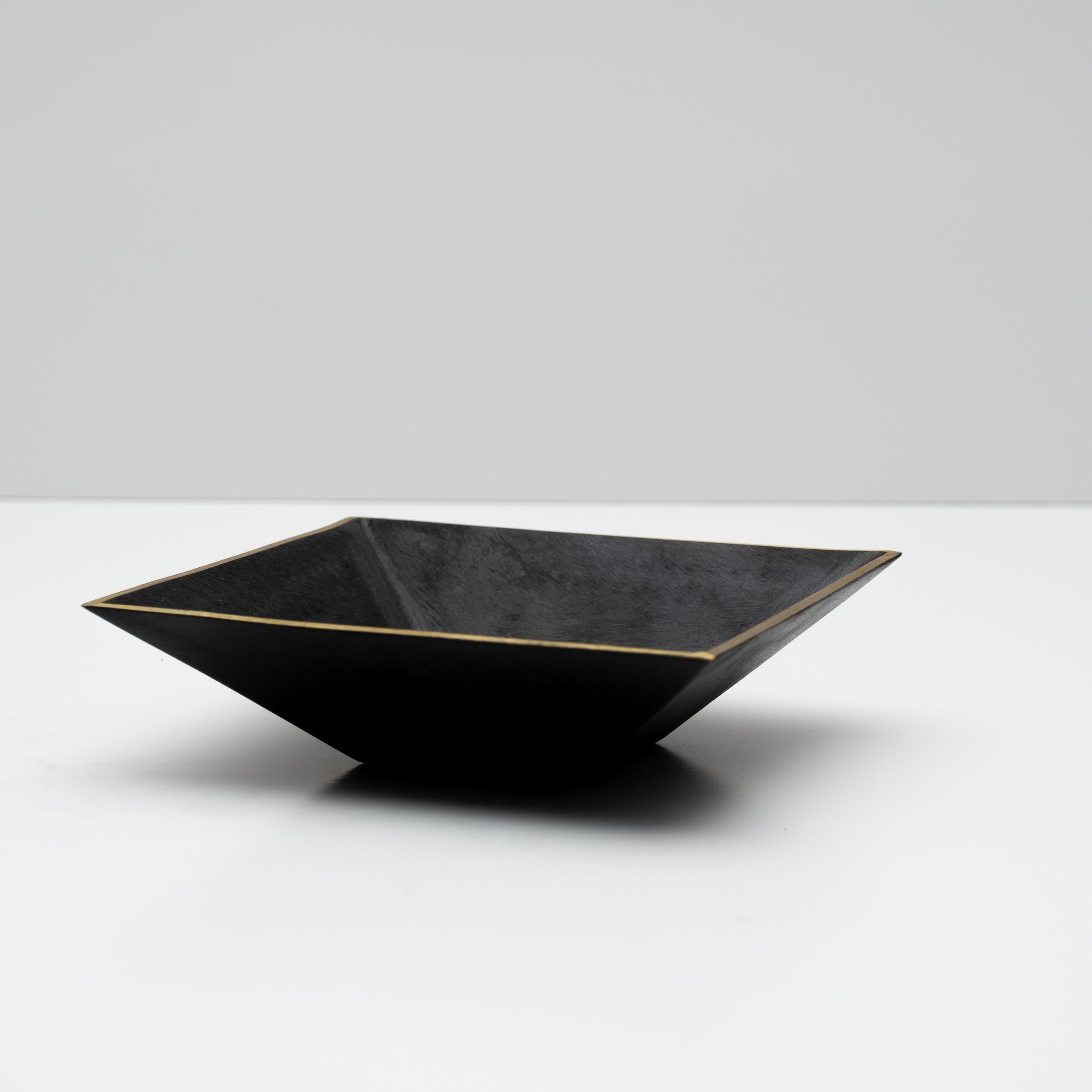 Carl Auböck Model #4482 Patinated Brass Square Dish For Sale 3