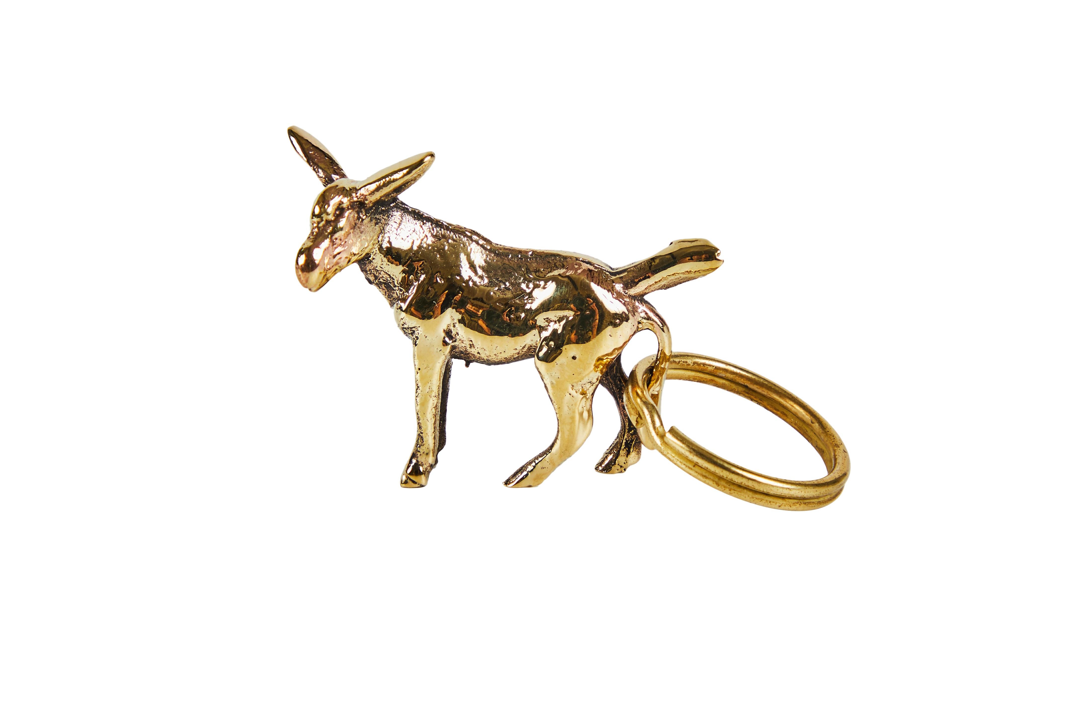 Contemporary Carl Auböck Model #4500 'Lucky Pig' Brass Figurine Keyring For Sale