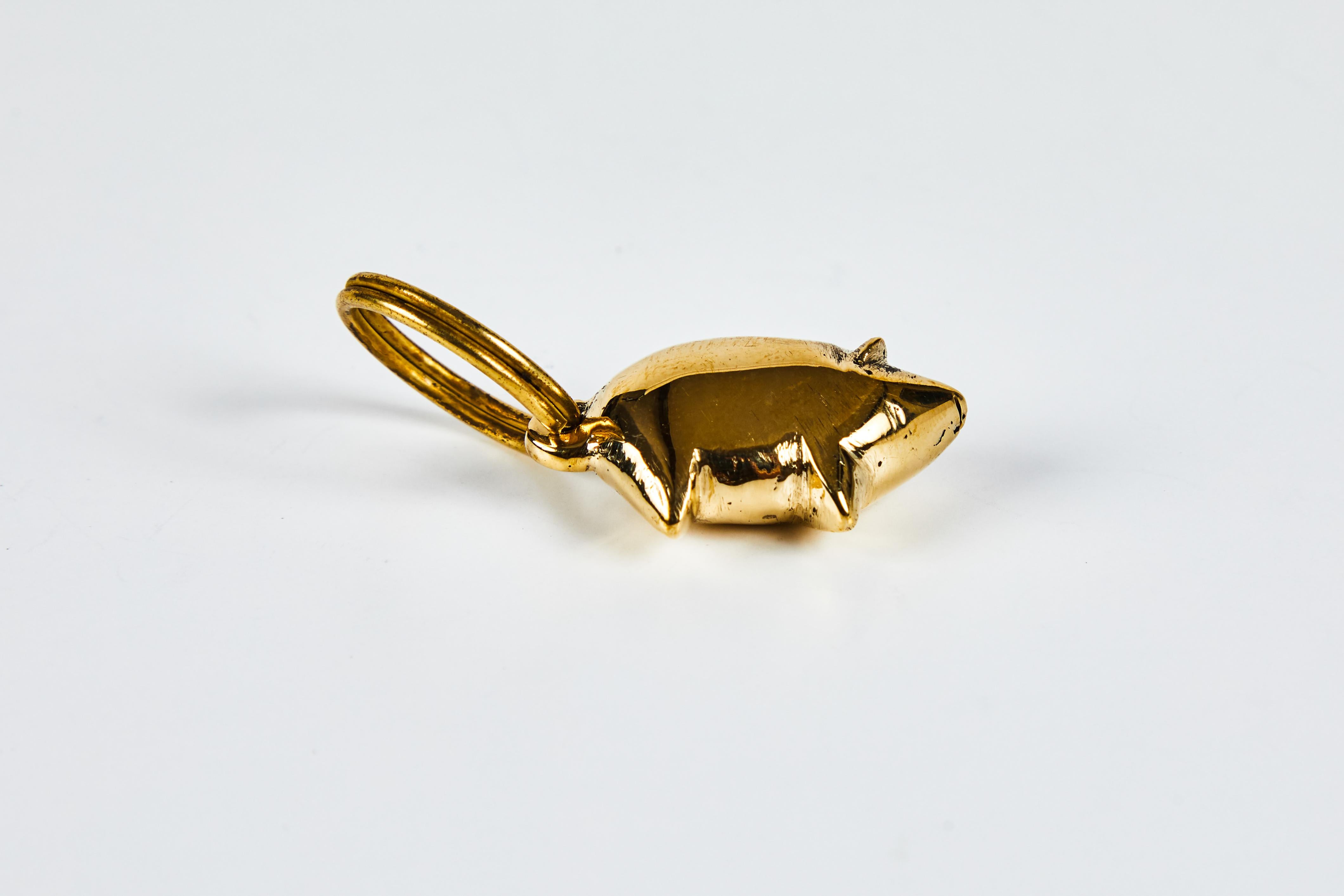 Austrian Carl Auböck Model #4500 'Lucky Pig' Brass Figurine Keyring For Sale