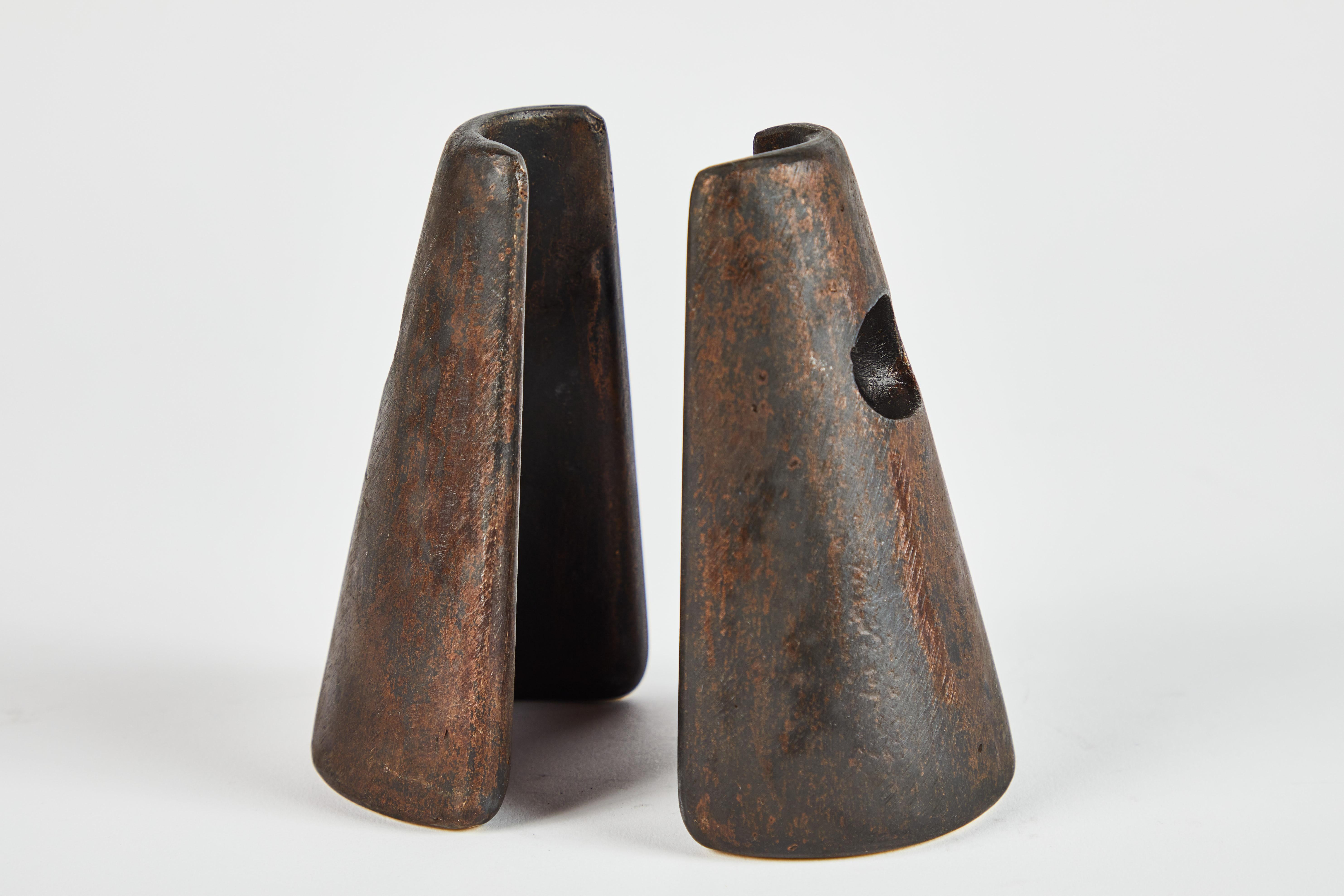 Contemporary Pair of Carl Auböck Model #4843 Patinated Brass Bookends For Sale