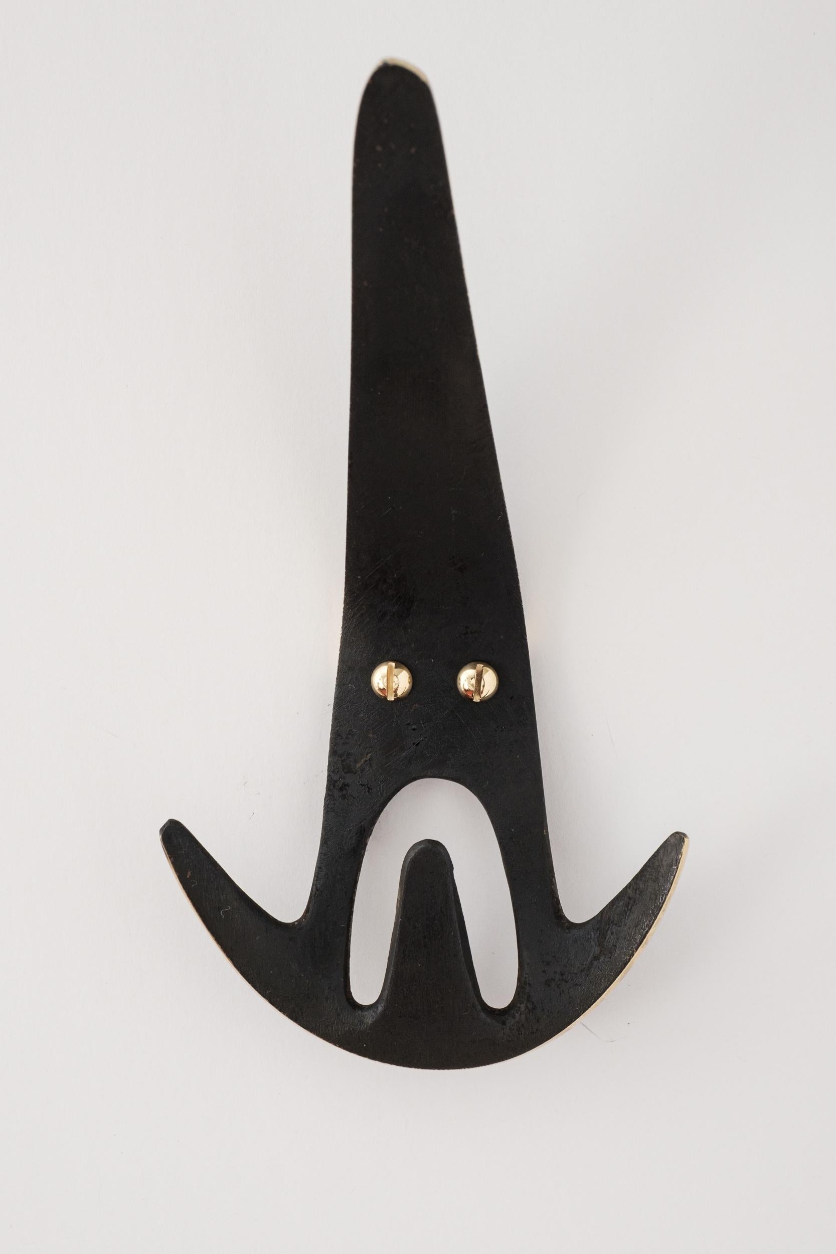 Contemporary Carl Auböck Model #4903 Patinated Brass Hook For Sale