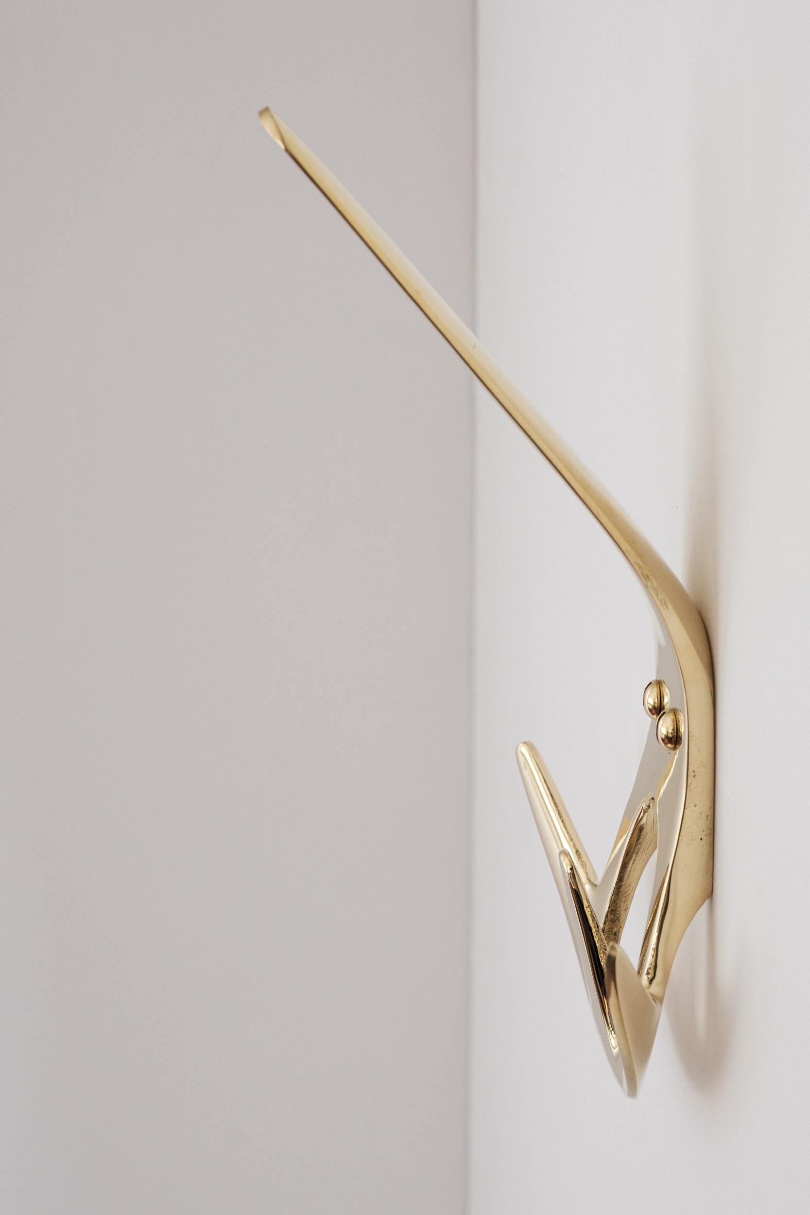 Mid-Century Modern Carl Auböck Model #4903 Polished Brass Hook For Sale