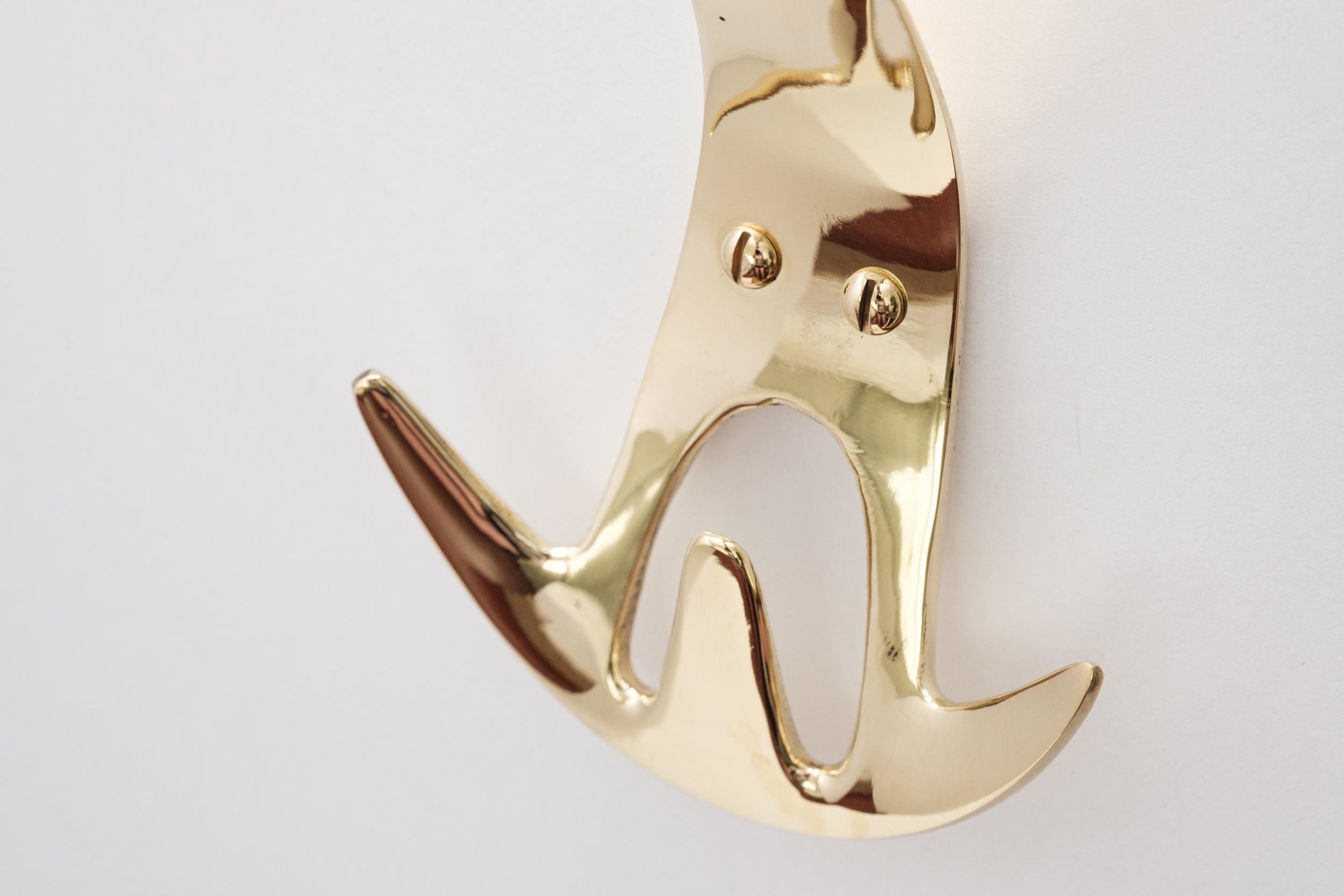Contemporary Carl Auböck Model #4903 Polished Brass Hook For Sale