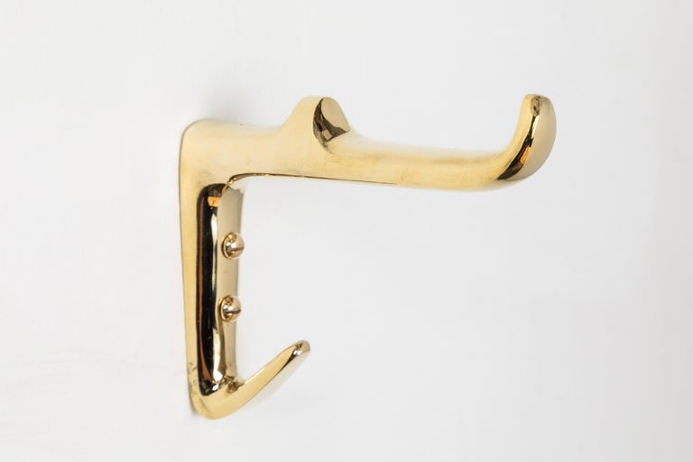 Polished Carl Auböck Model #4965 Large Brass Hook For Sale