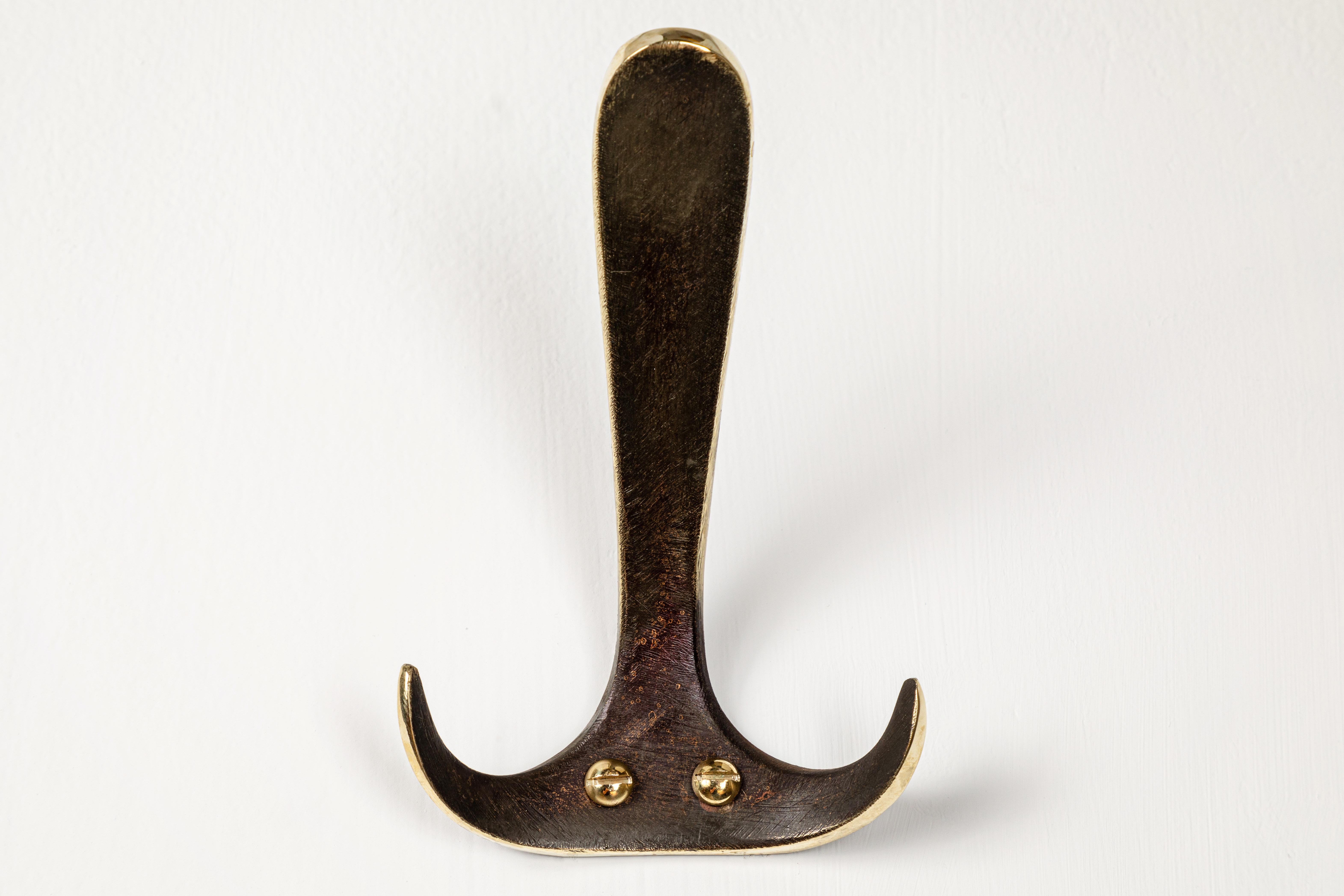 Austrian Carl Auböck Model #4982 Patinated Brass Hook For Sale