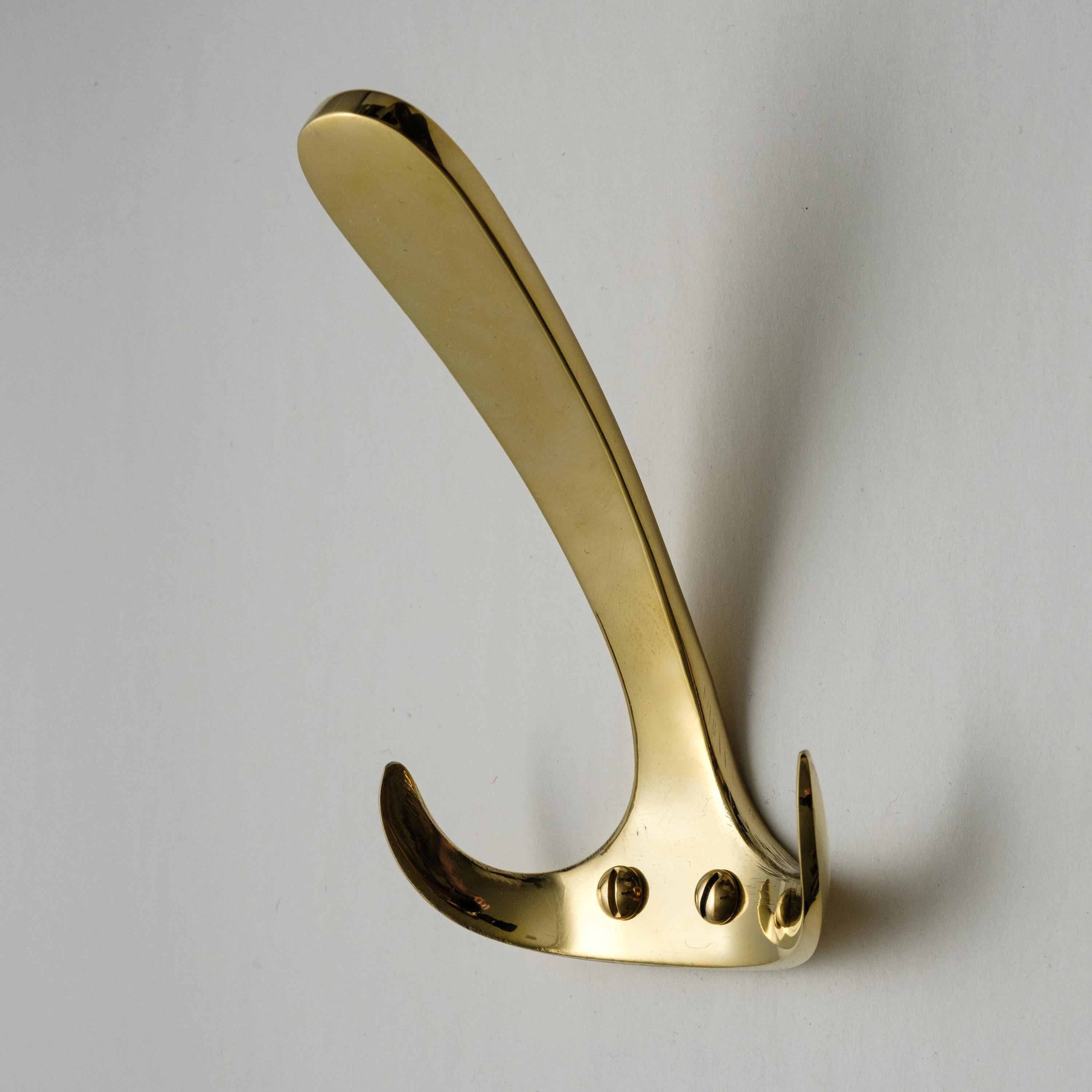 Mid-Century Modern Carl Auböck Model #4982 Polished Brass Hook For Sale