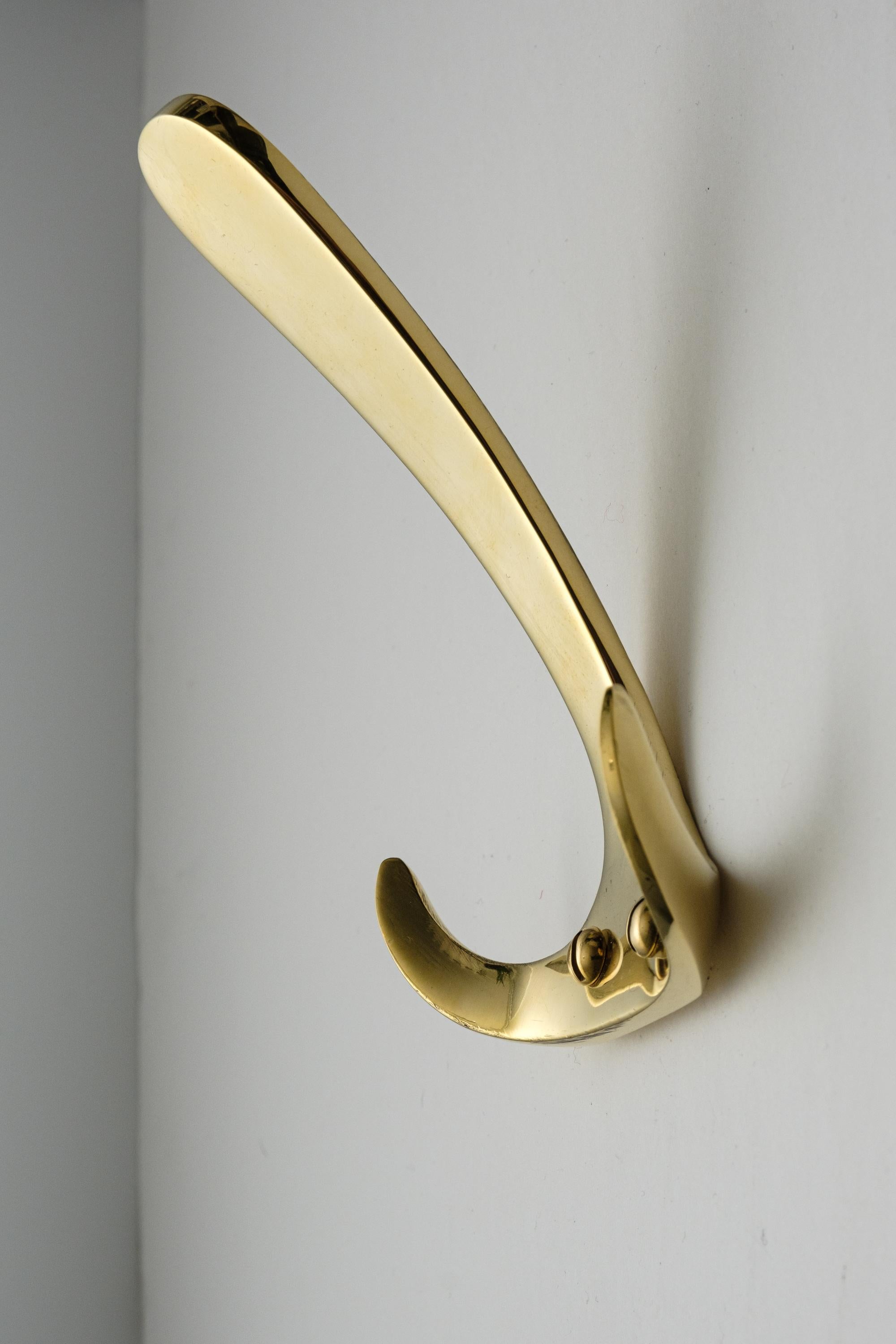 Carl Auböck Model #4982 Polished Brass Hook In New Condition For Sale In Glendale, CA