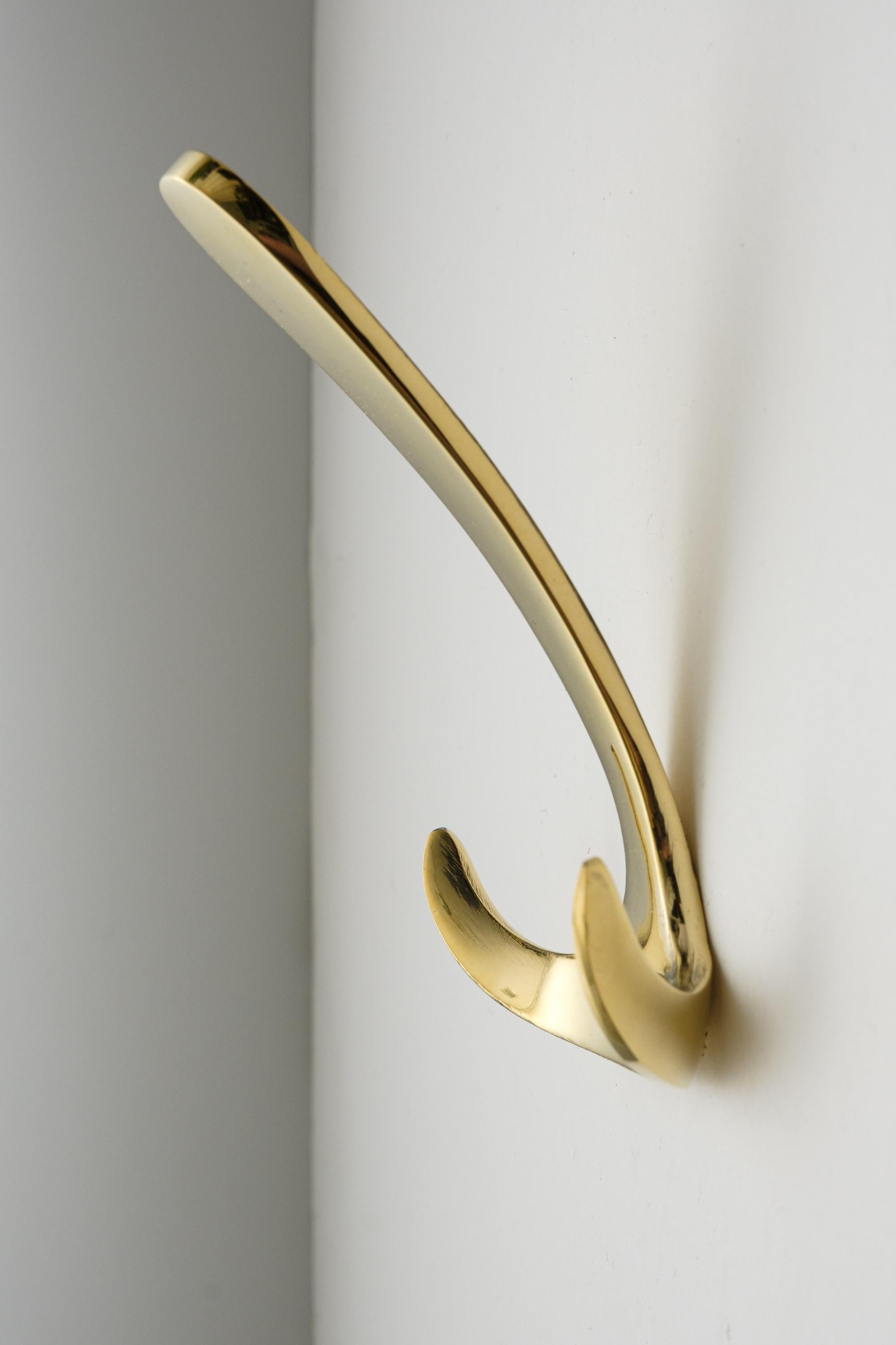 Contemporary Carl Auböck Model #4982 Polished Brass Hook For Sale