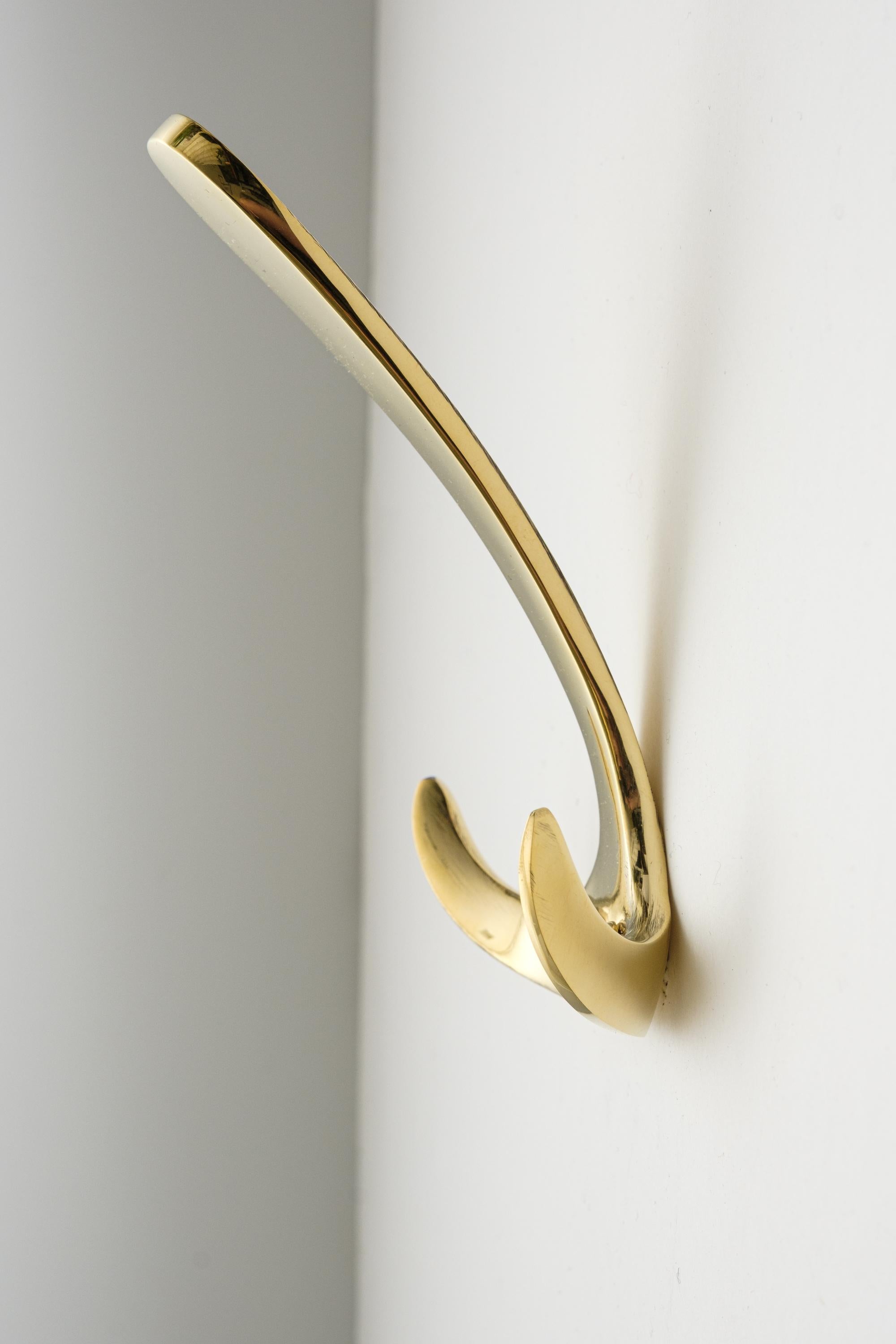 Carl Auböck Model #4982 Polished Brass Hook For Sale 1