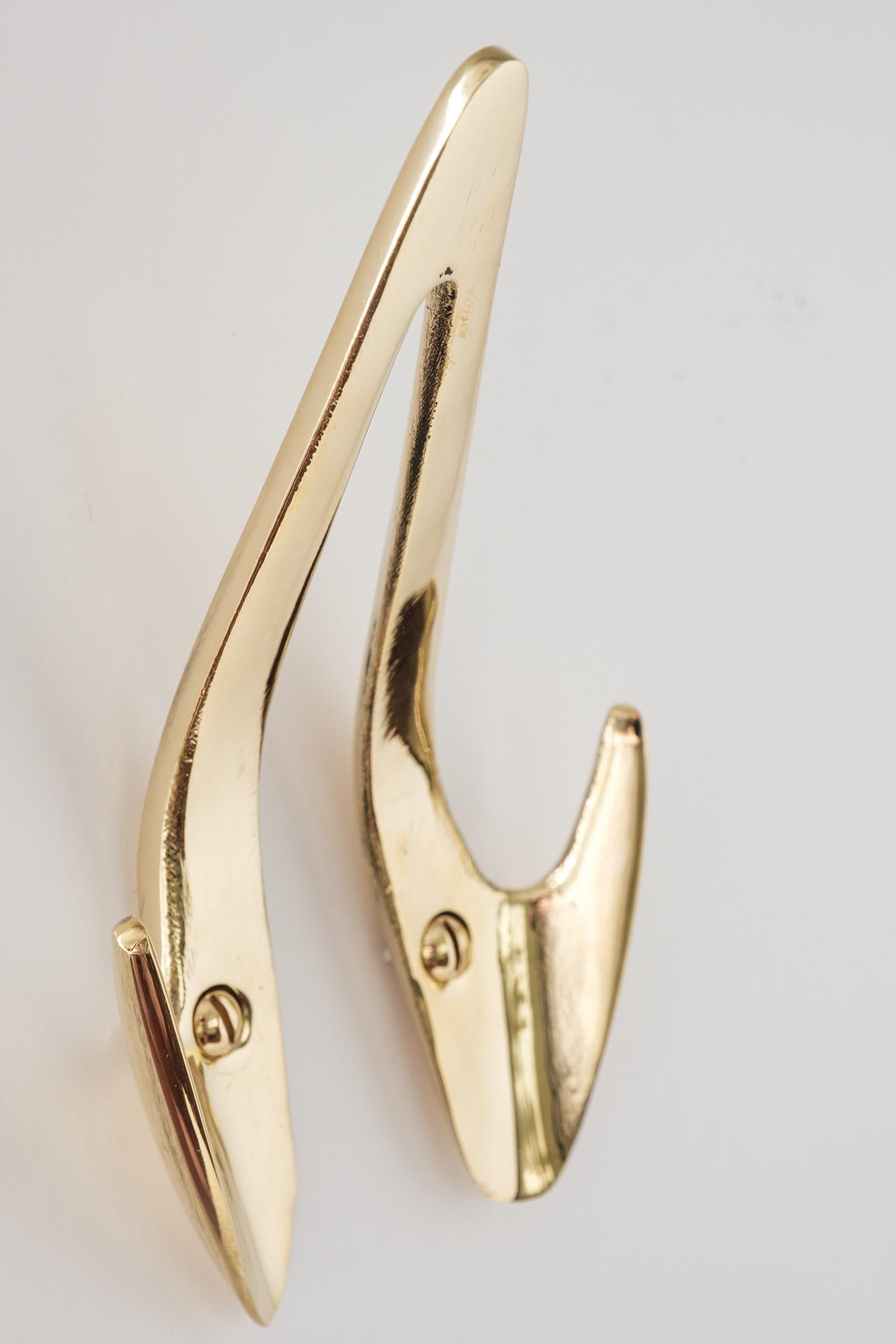 Carl Auböck Model #4994 Polished Brass Hook In New Condition For Sale In Glendale, CA