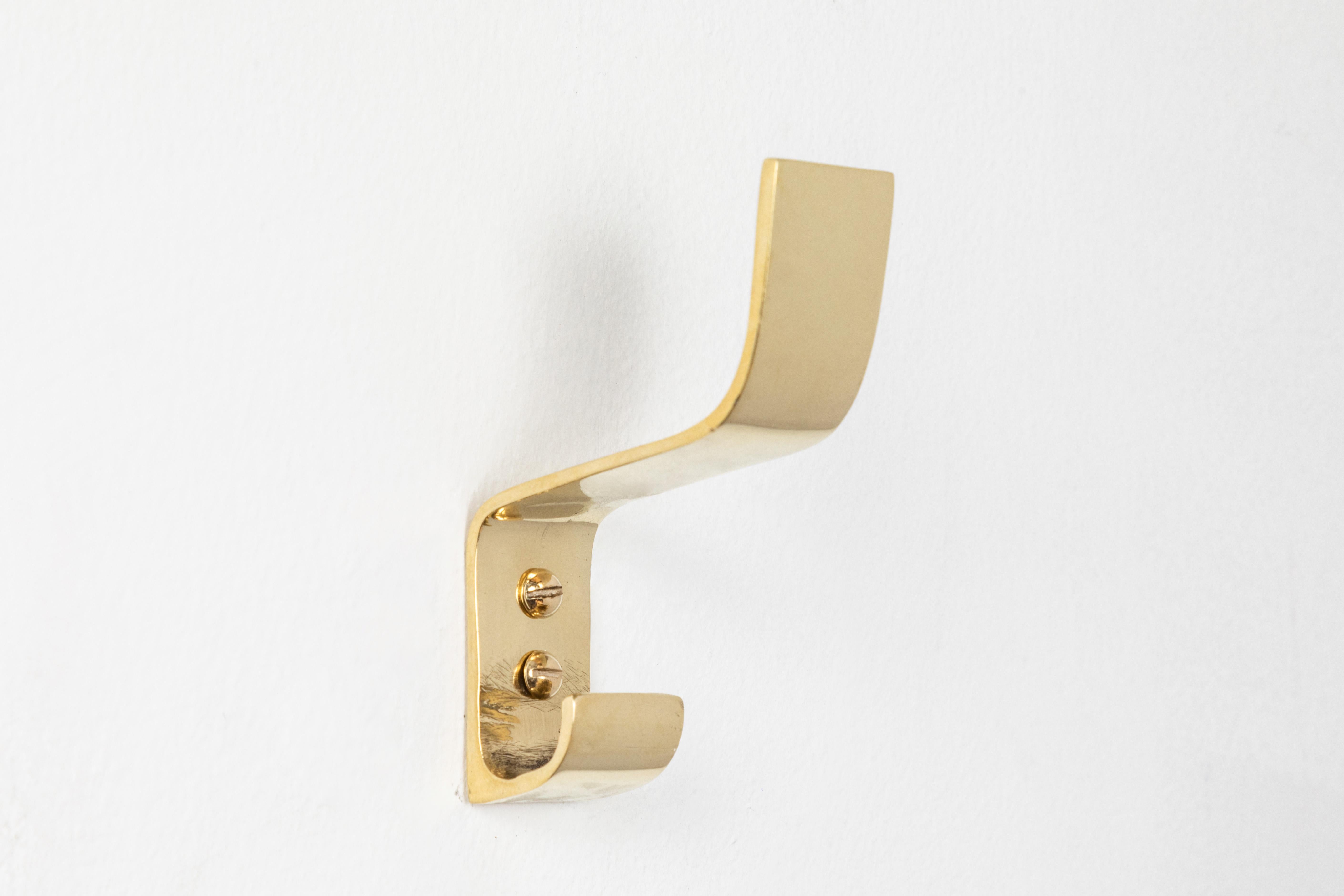Carl Auböck Model #5261 Polished Brass Hook In New Condition For Sale In Glendale, CA