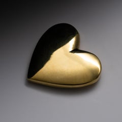 Carl Auböck Model #5371 'Heart' Polished Brass Paperweight