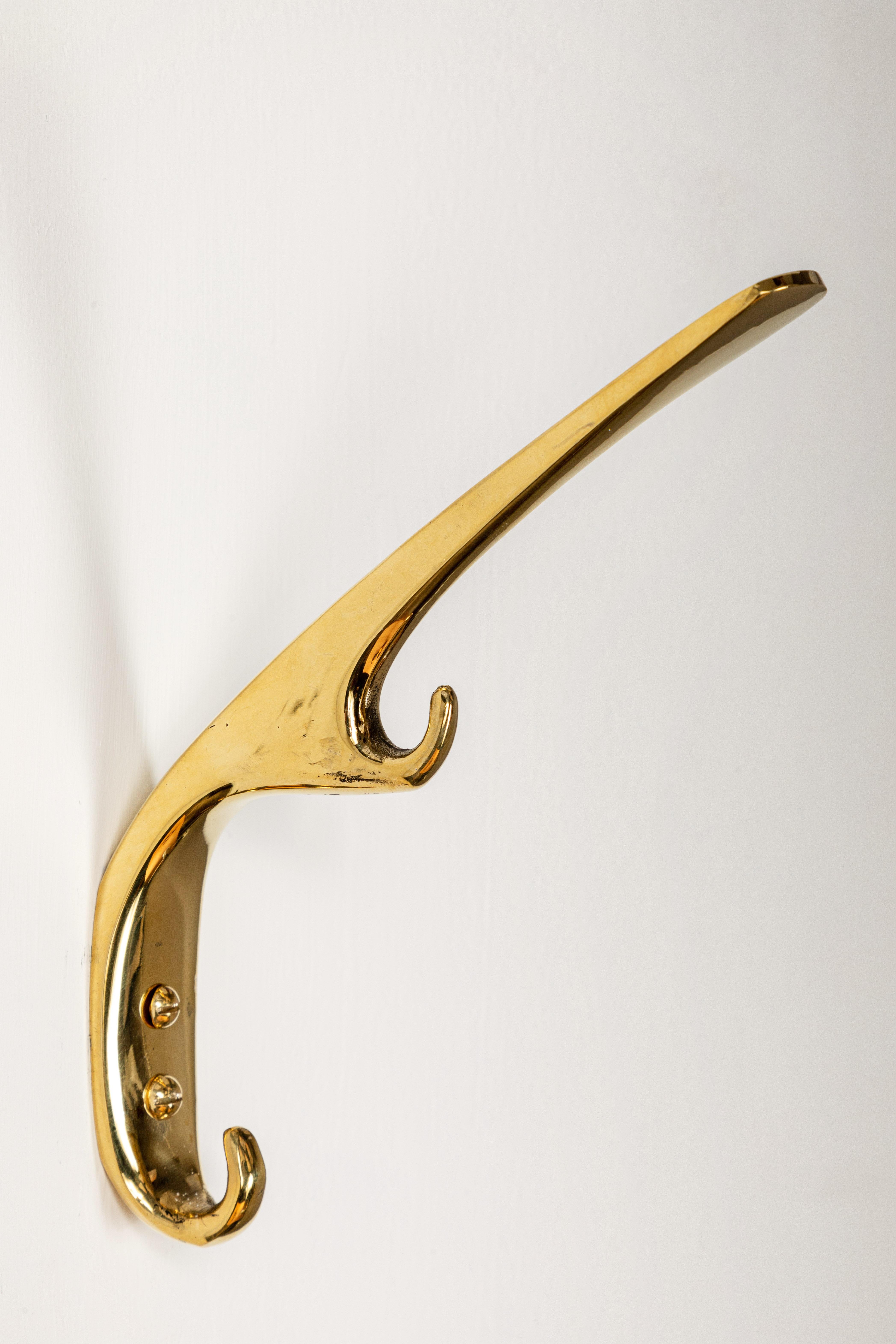 Mid-Century Modern Carl Auböck Model #5439 Large Brass Hook For Sale