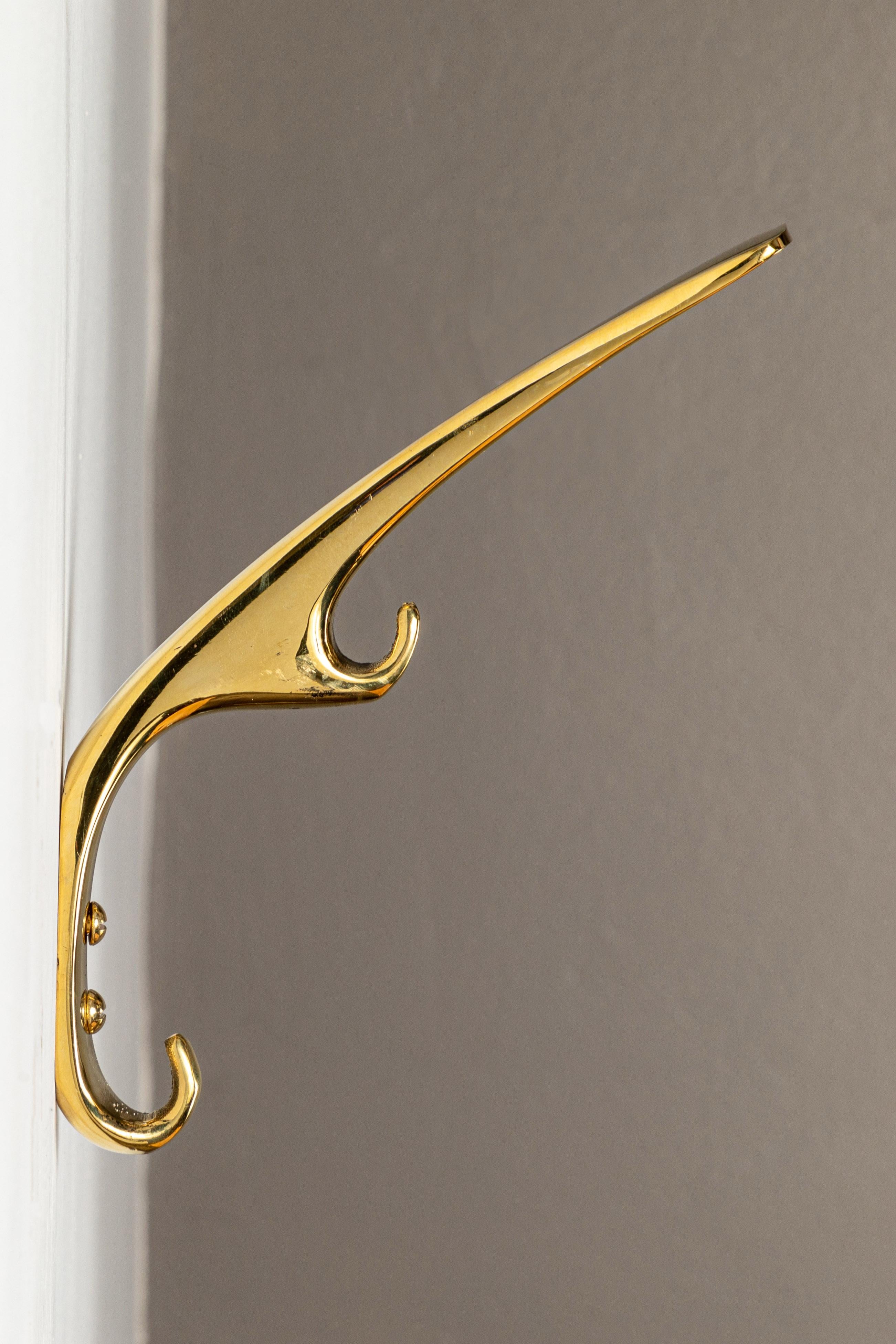 Polished Carl Auböck Model #5439 Large Brass Hook For Sale