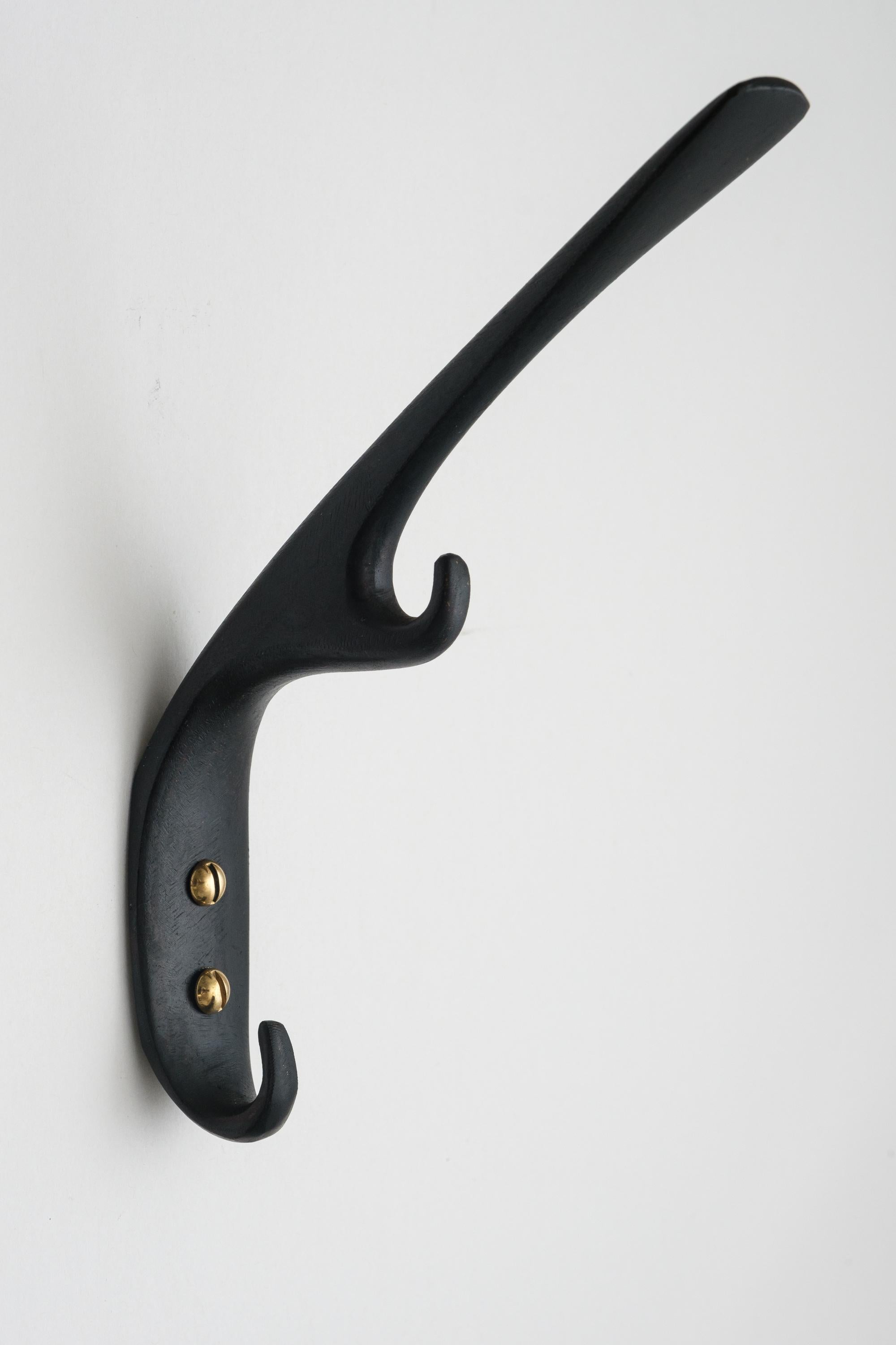 Mid-Century Modern Carl Auböck Model #5439 Patinated Brass Hook For Sale