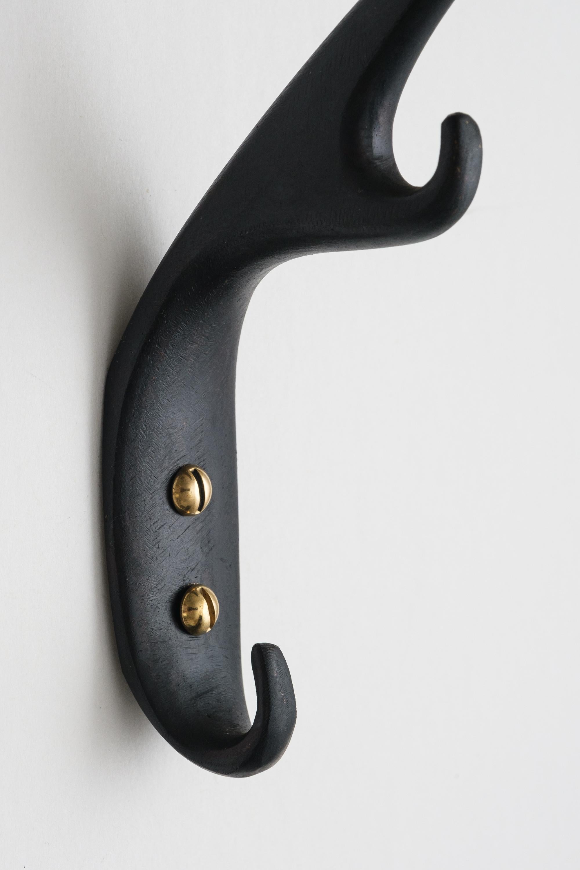 Carl Auböck Model #5439 Patinated Brass Hook In New Condition For Sale In Glendale, CA
