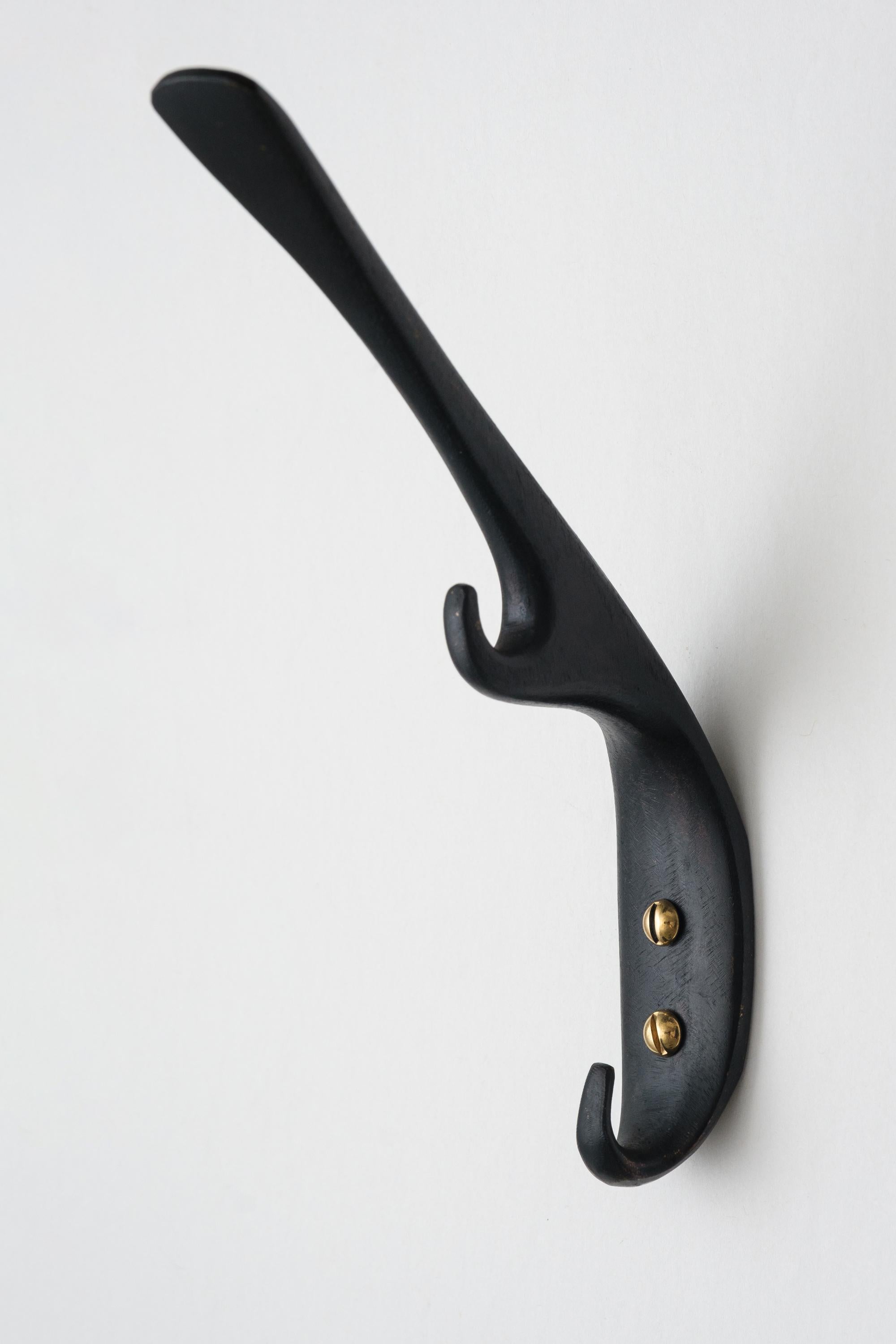 Contemporary Carl Auböck Model #5439 Patinated Brass Hook For Sale