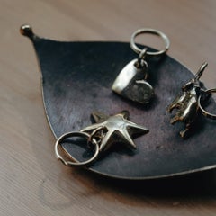 Carl Auböck Model #5600 'Heart' Solid Brass Keyring w/ Signature