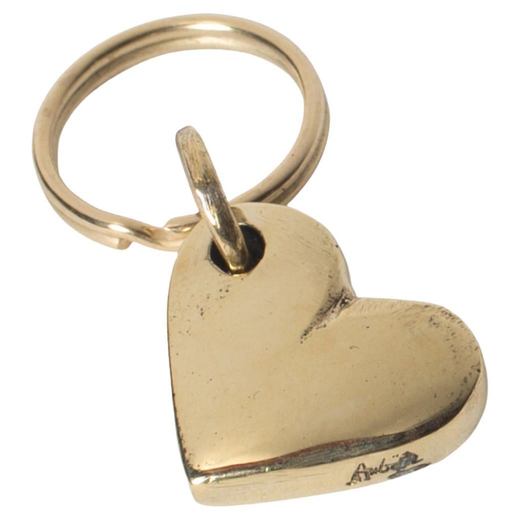 Carl Auböck Model #5600 'Heart' Solid Brass Keyring w/ Signature