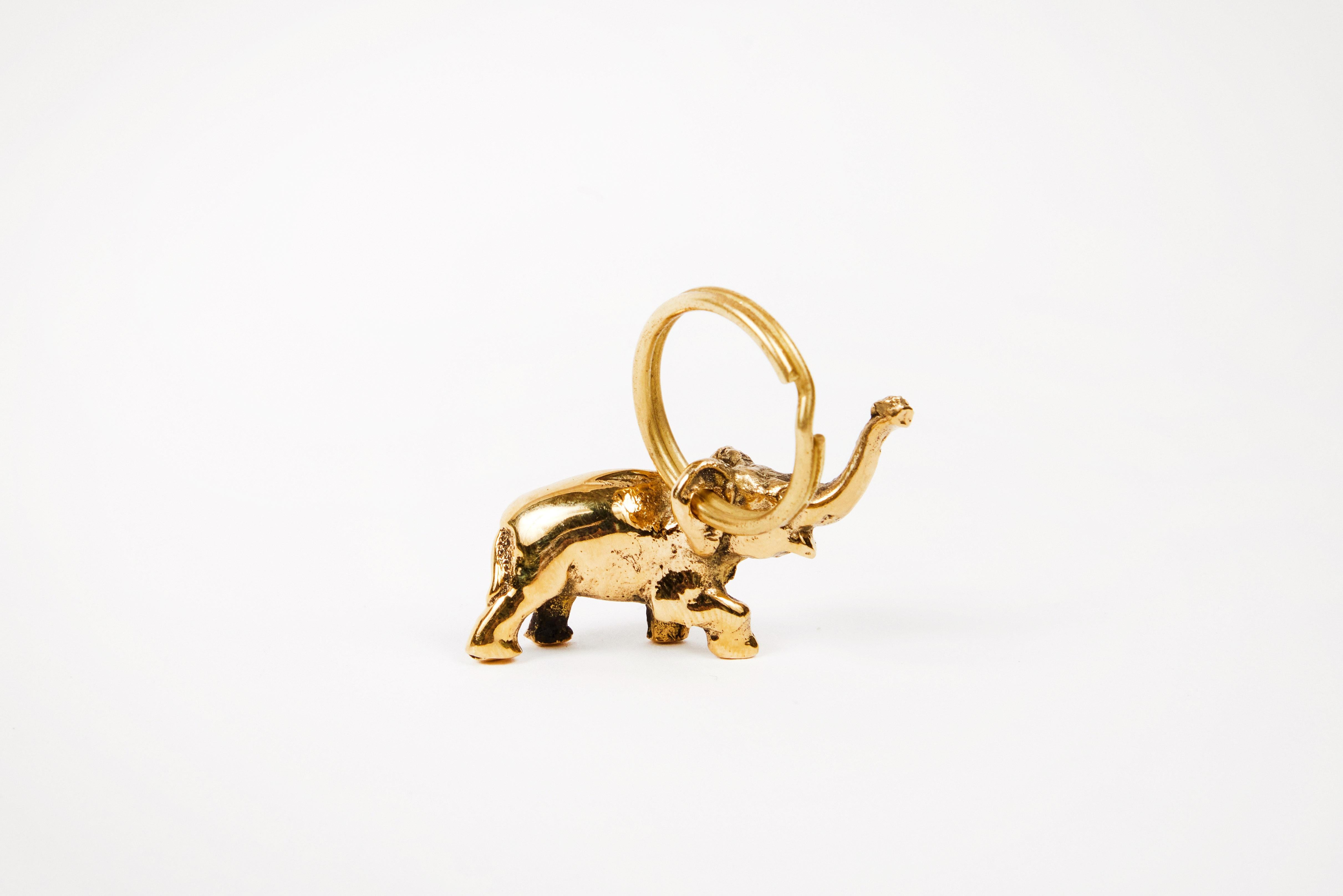 Mid-Century Modern Carl Auböck Model #5607 'Elephant' Brass Figurine Keyring For Sale