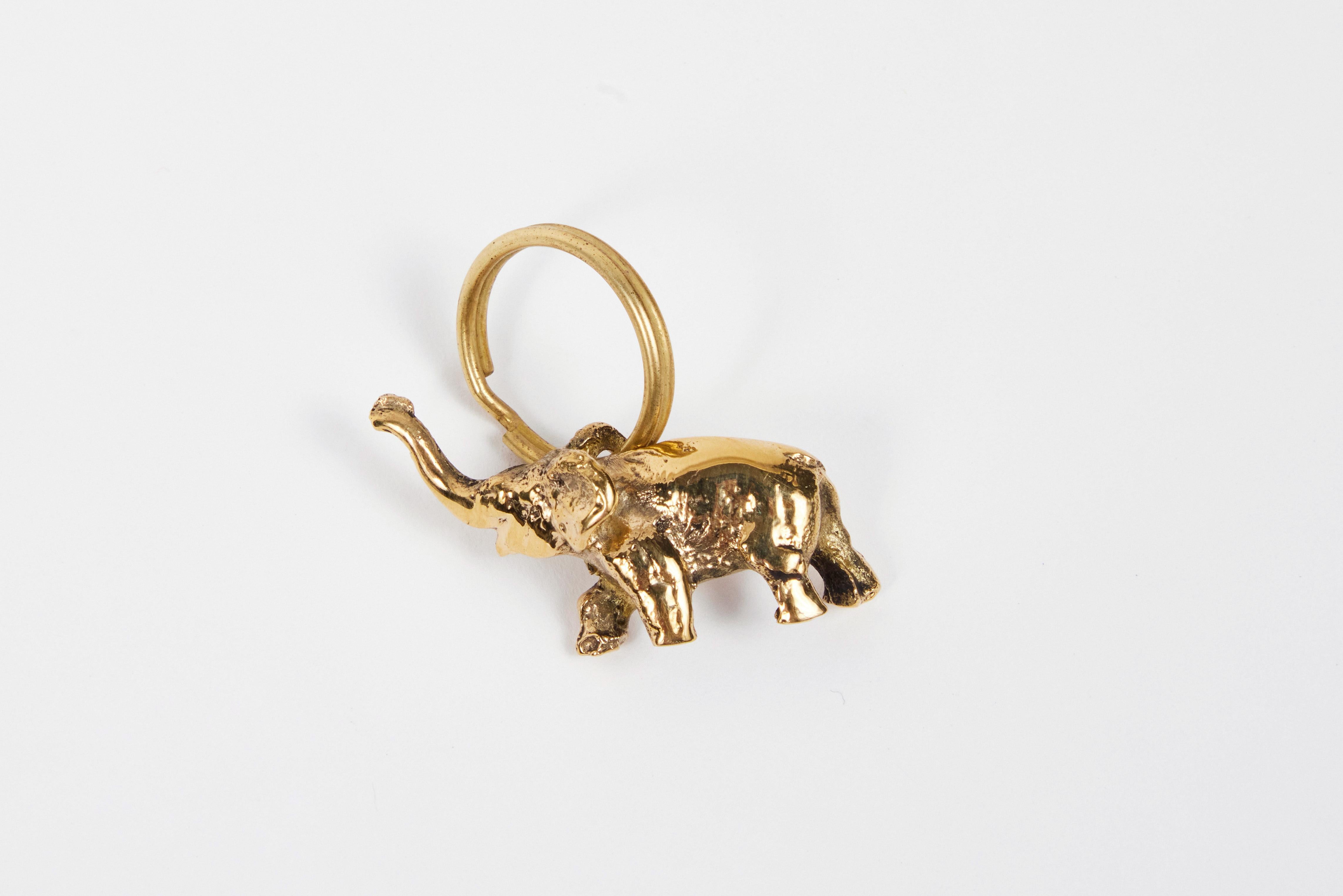 Austrian Carl Auböck Model #5607 'Elephant' Brass Figurine Keyring For Sale
