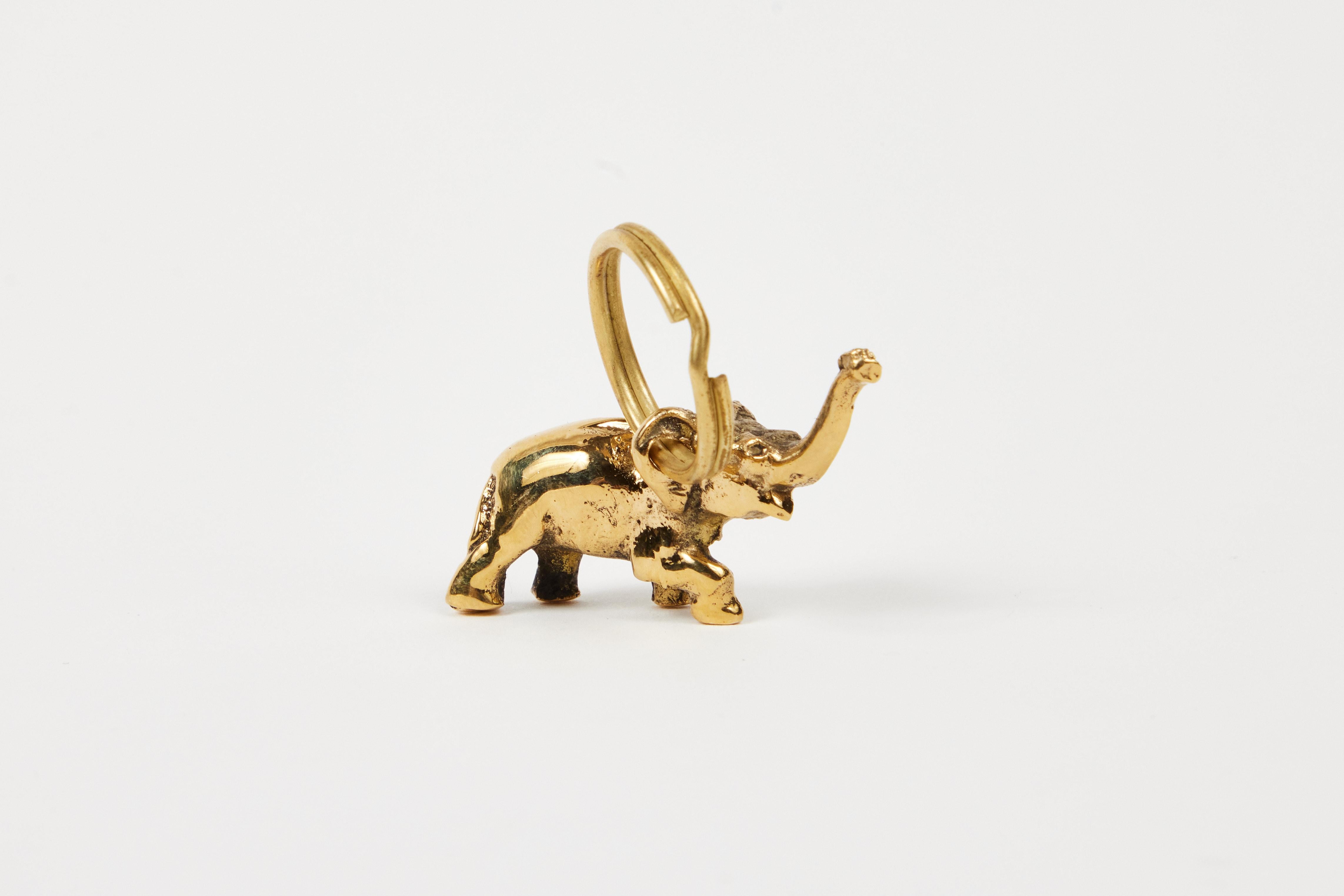 Contemporary Carl Auböck Model #5607 'Elephant' Brass Figurine Keyring For Sale