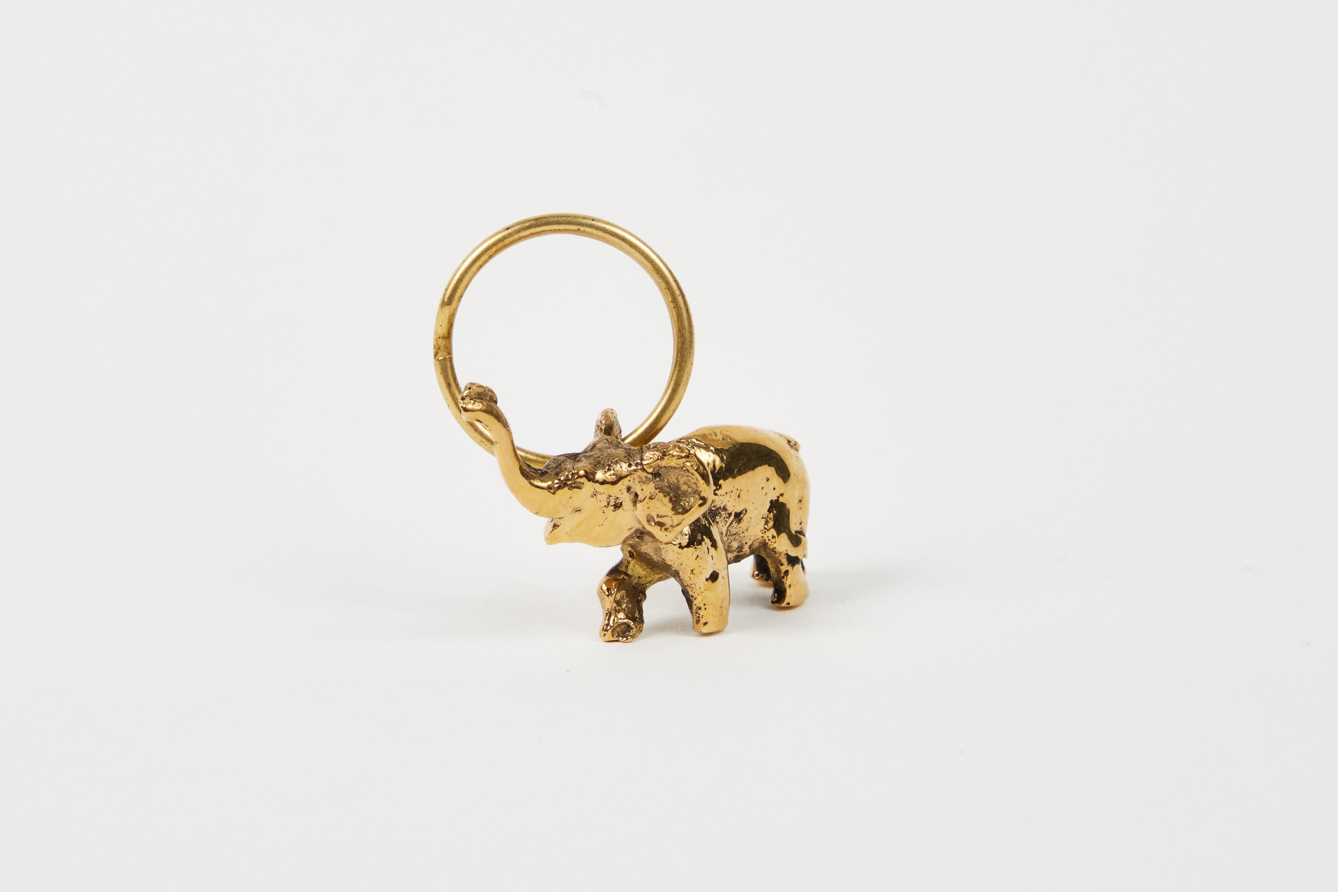 Carl Auböck Model #5607 'Elephant' Brass Figurine Keyring For Sale 1