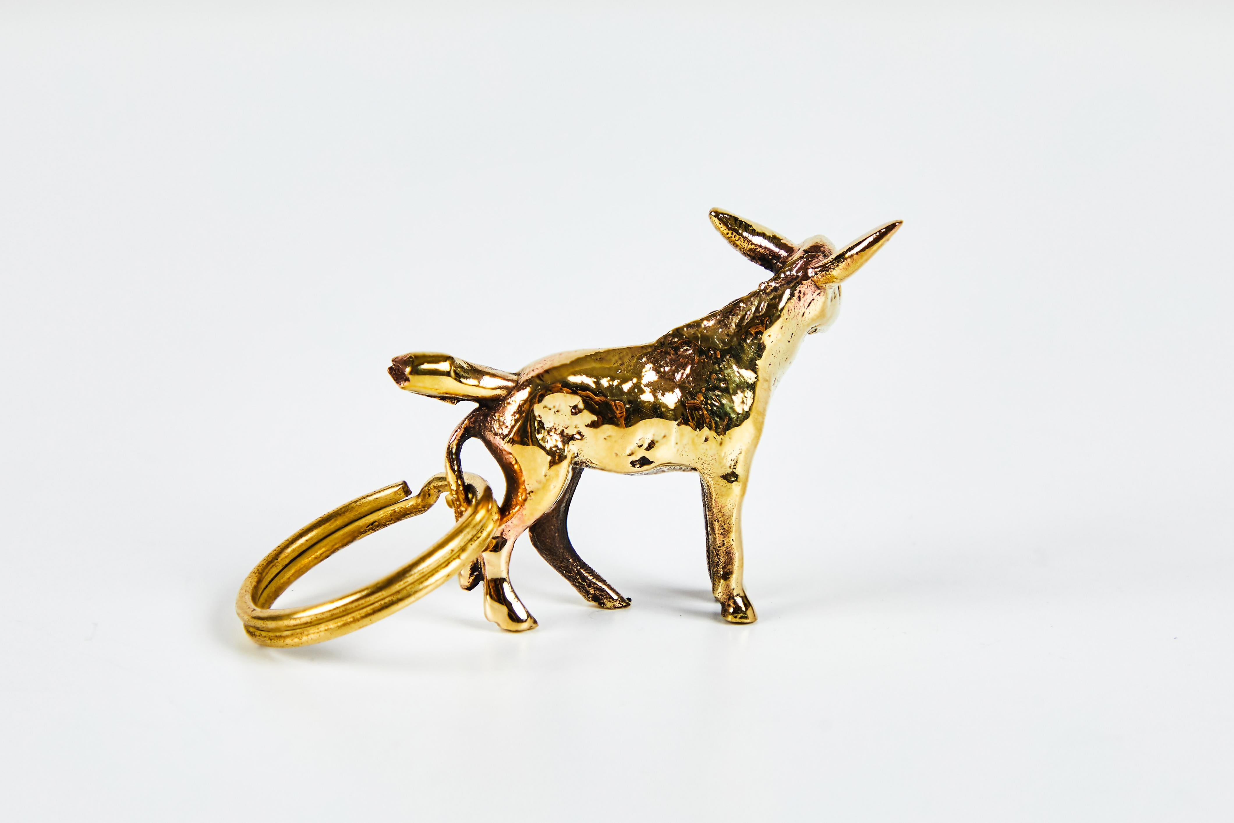 Mid-Century Modern Carl Auböck Model #5608 'Donkey' Brass Figurine Keyring For Sale