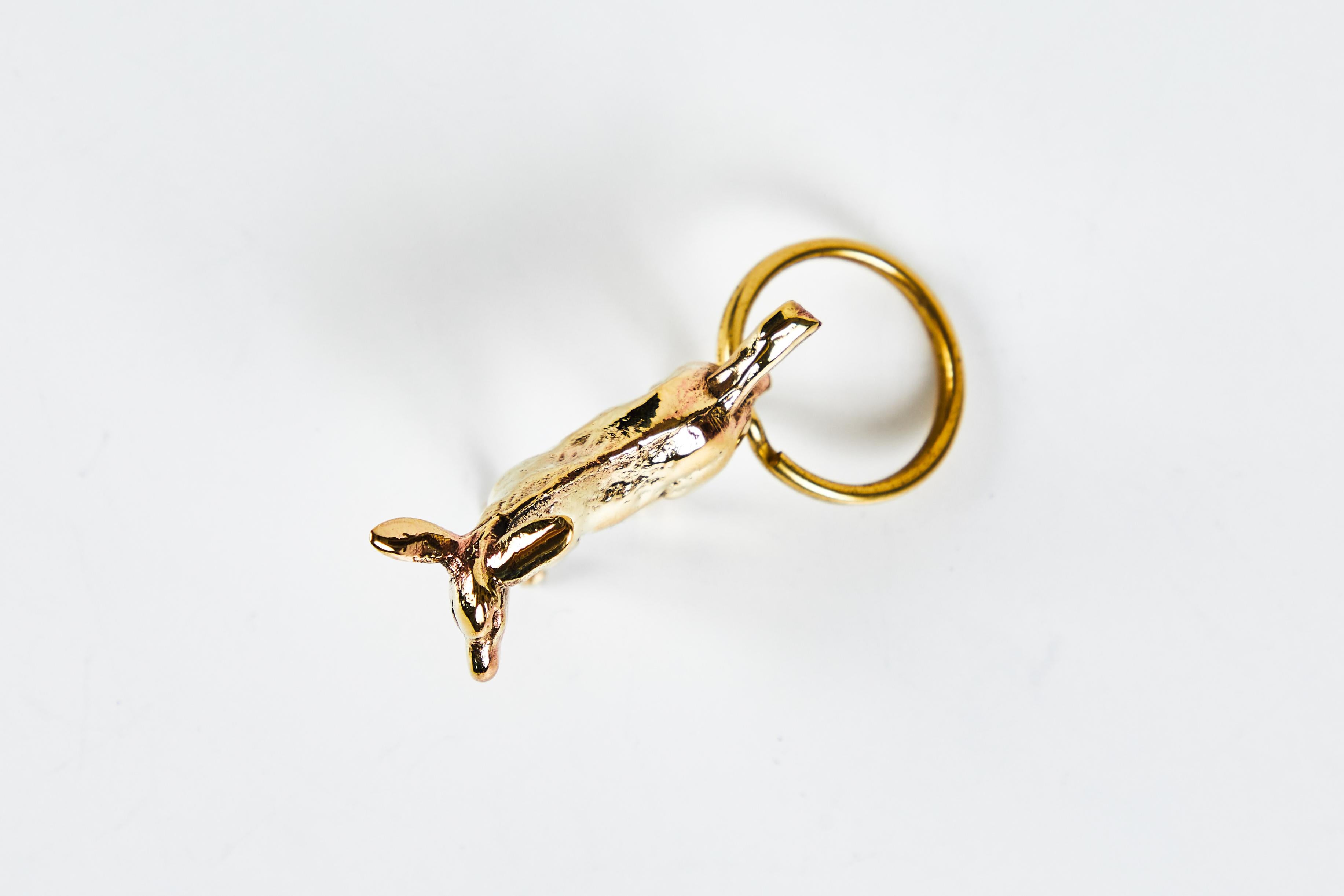 Austrian Carl Auböck Model #5608 'Donkey' Brass Figurine Keyring For Sale