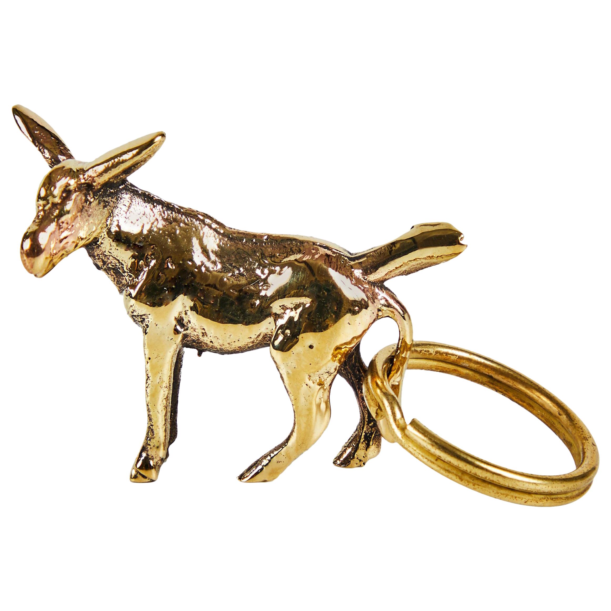 Carl Auböck Model #5608 'Donkey' Brass Figurine Keyring For Sale