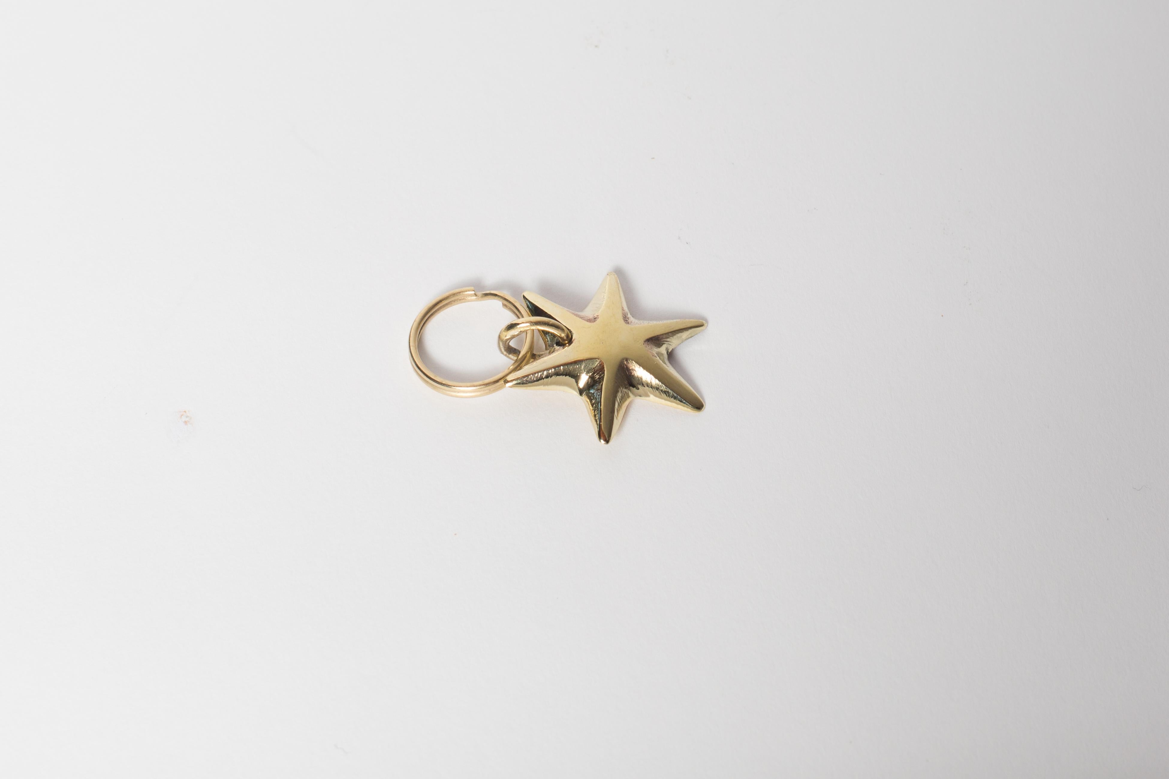 Contemporary Carl Auböck Model #5615 'Star' Solid Brass Keyring with Signature For Sale