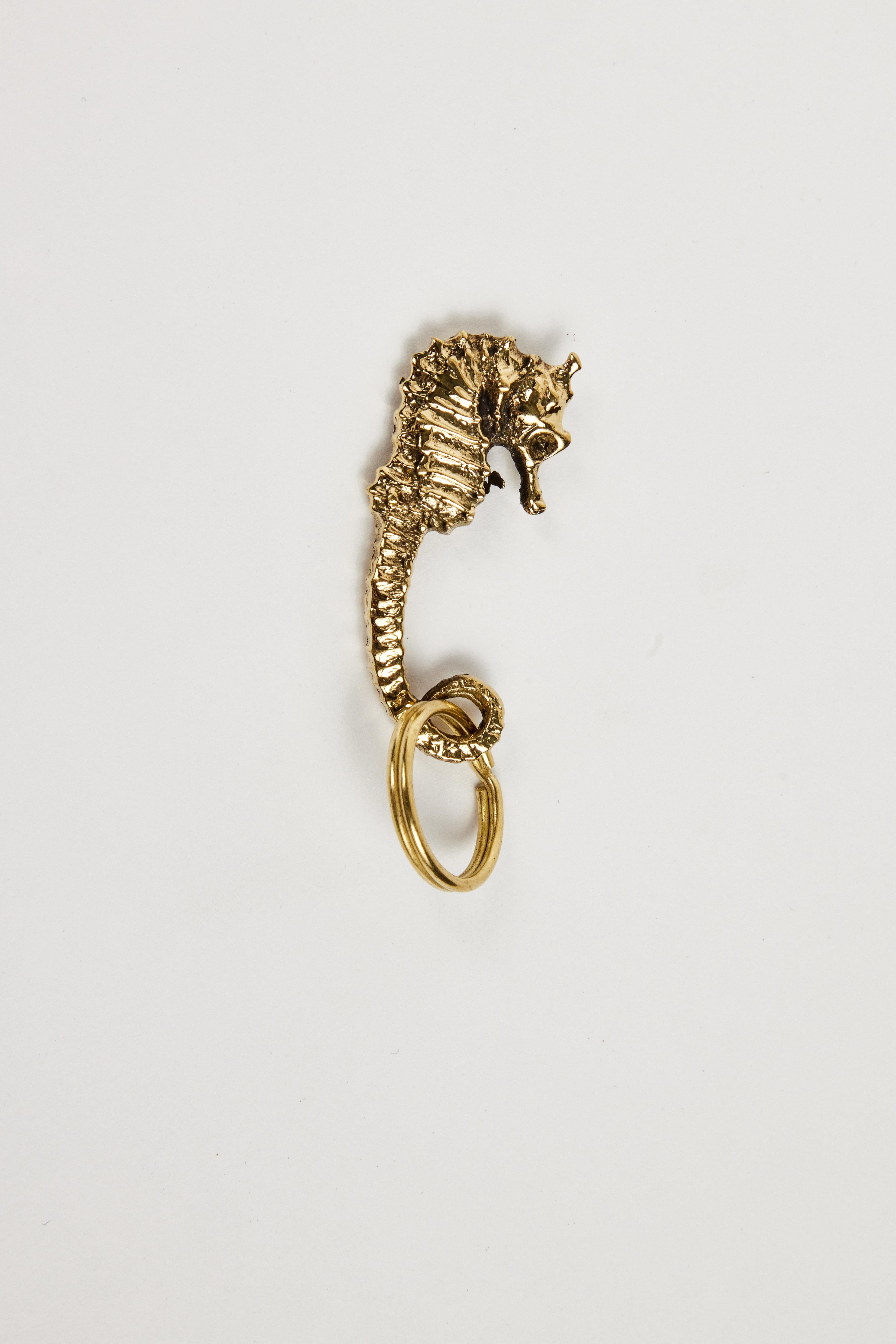 Mid-Century Modern Carl Auböck Model #5655 'Seahorse' Brass Figurine Keyring For Sale