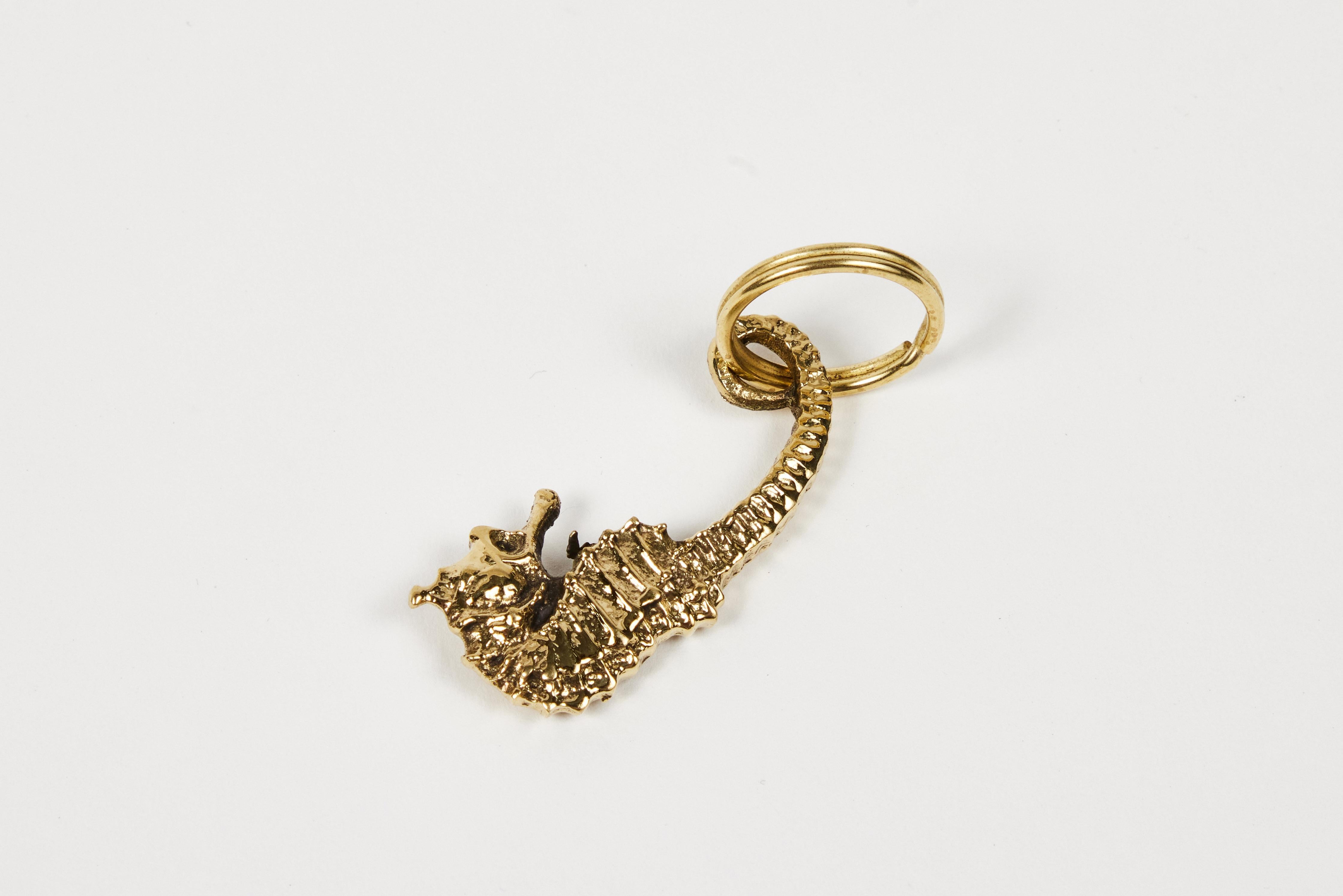 Carl Auböck Model #5655 'Seahorse' Brass Figurine Keyring In New Condition For Sale In Glendale, CA