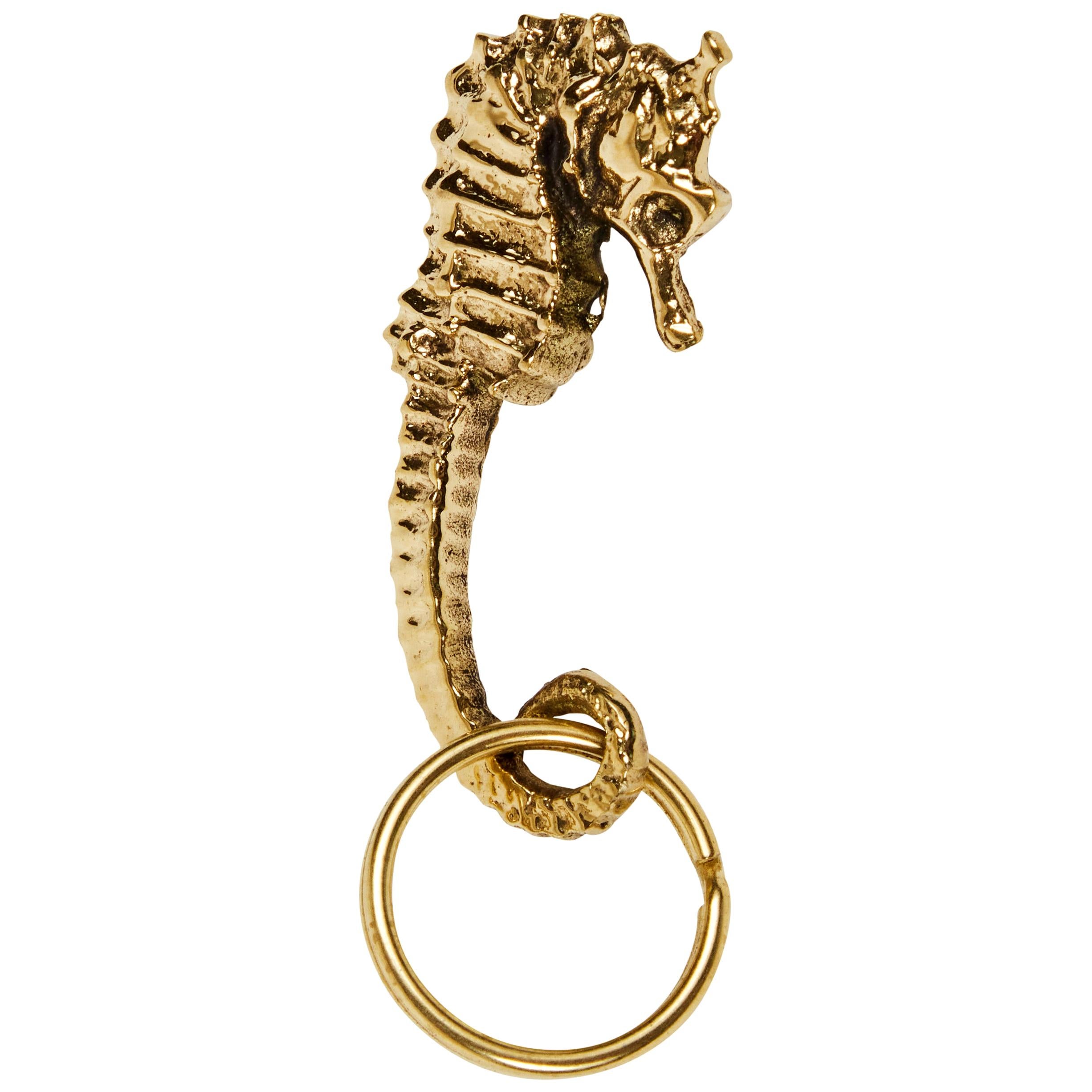 Carl Auböck Model #5655 'Seahorse' Brass Figurine Keyring For Sale