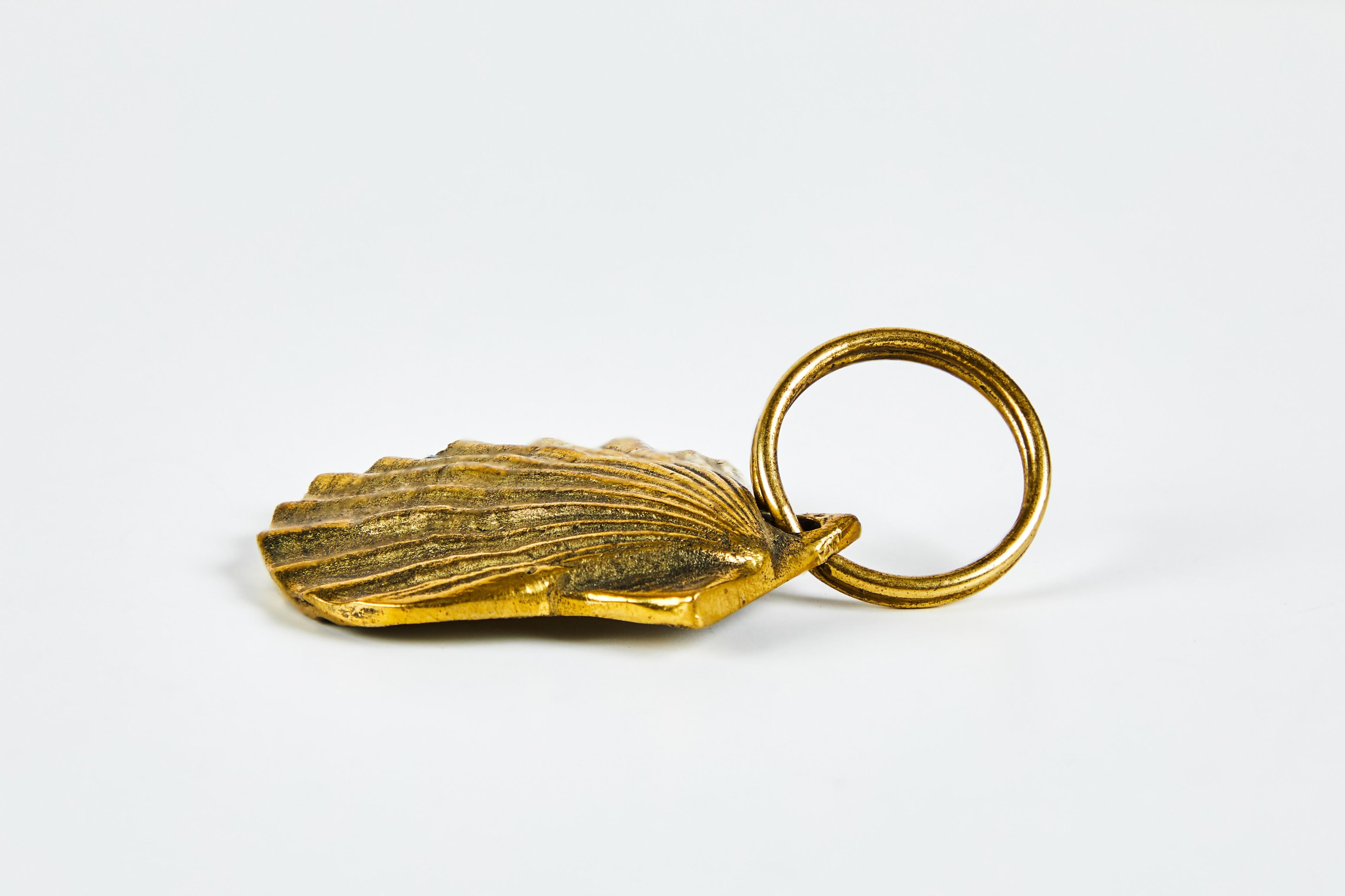 Austrian Carl Auböck Model #5663 'Shell' Brass Figurine Keyring For Sale