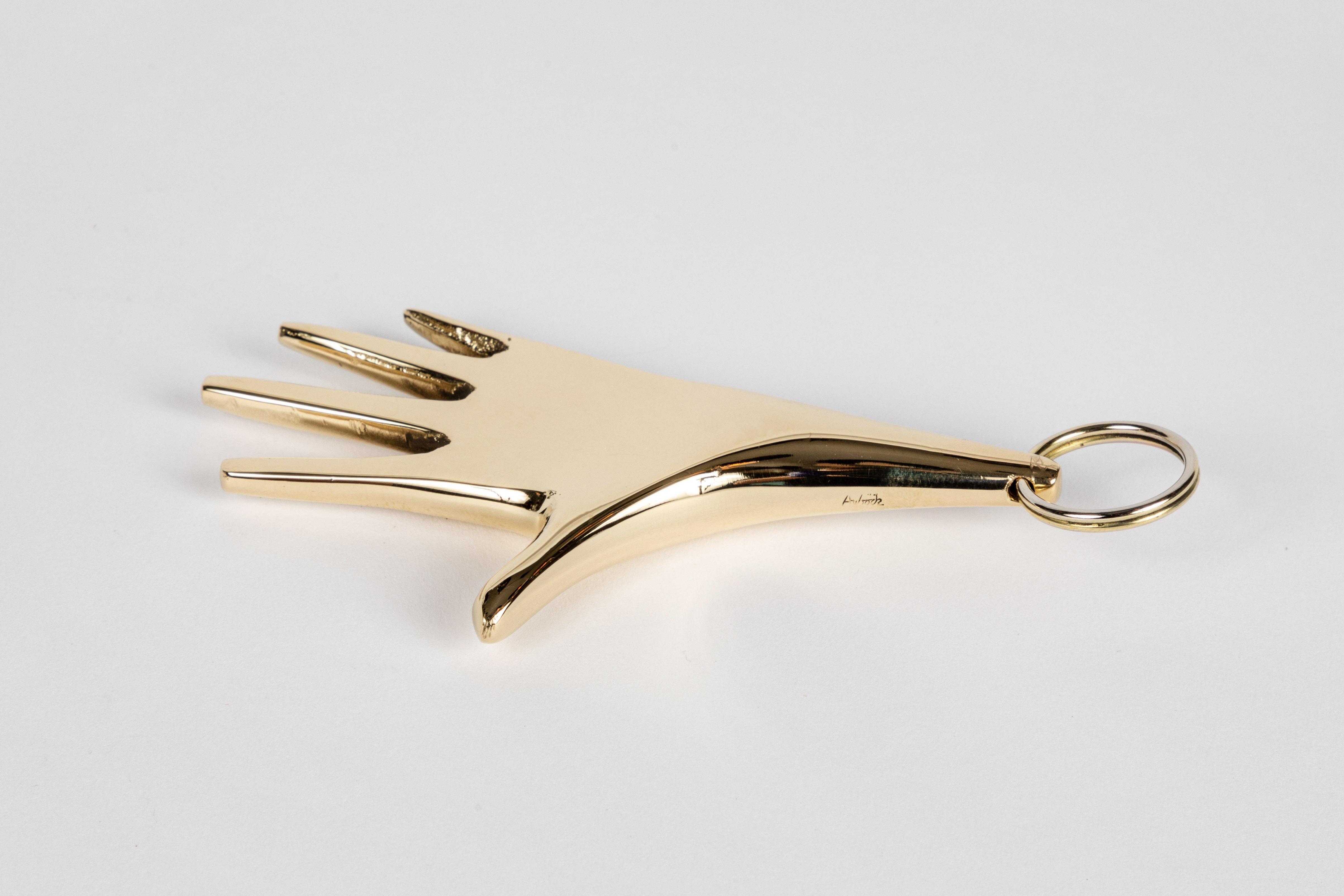 Austrian Carl Auböck Model #5732 'Hand' Brass Keyring For Sale