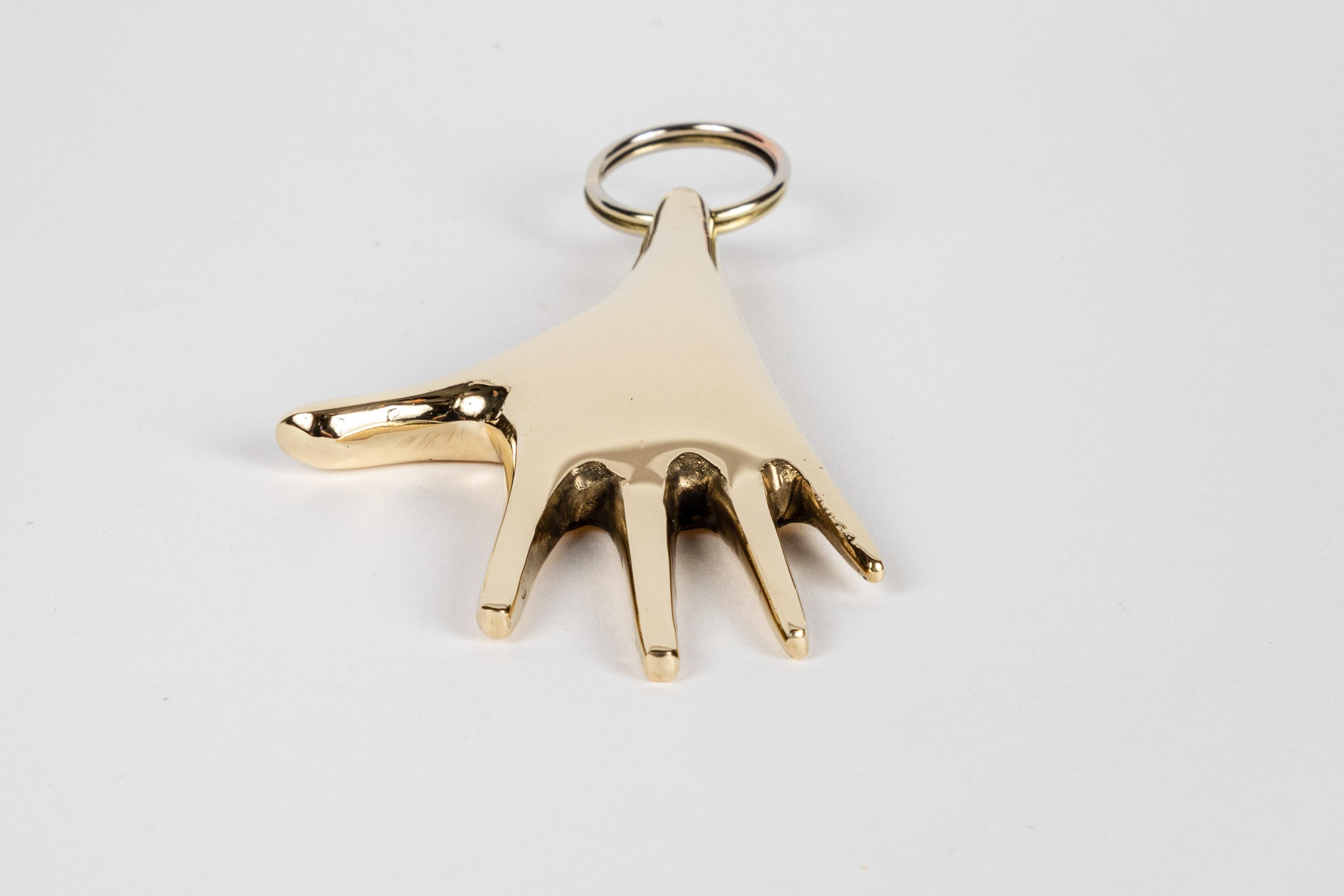 Polished Carl Auböck Model #5732 'Hand' Brass Keyring For Sale