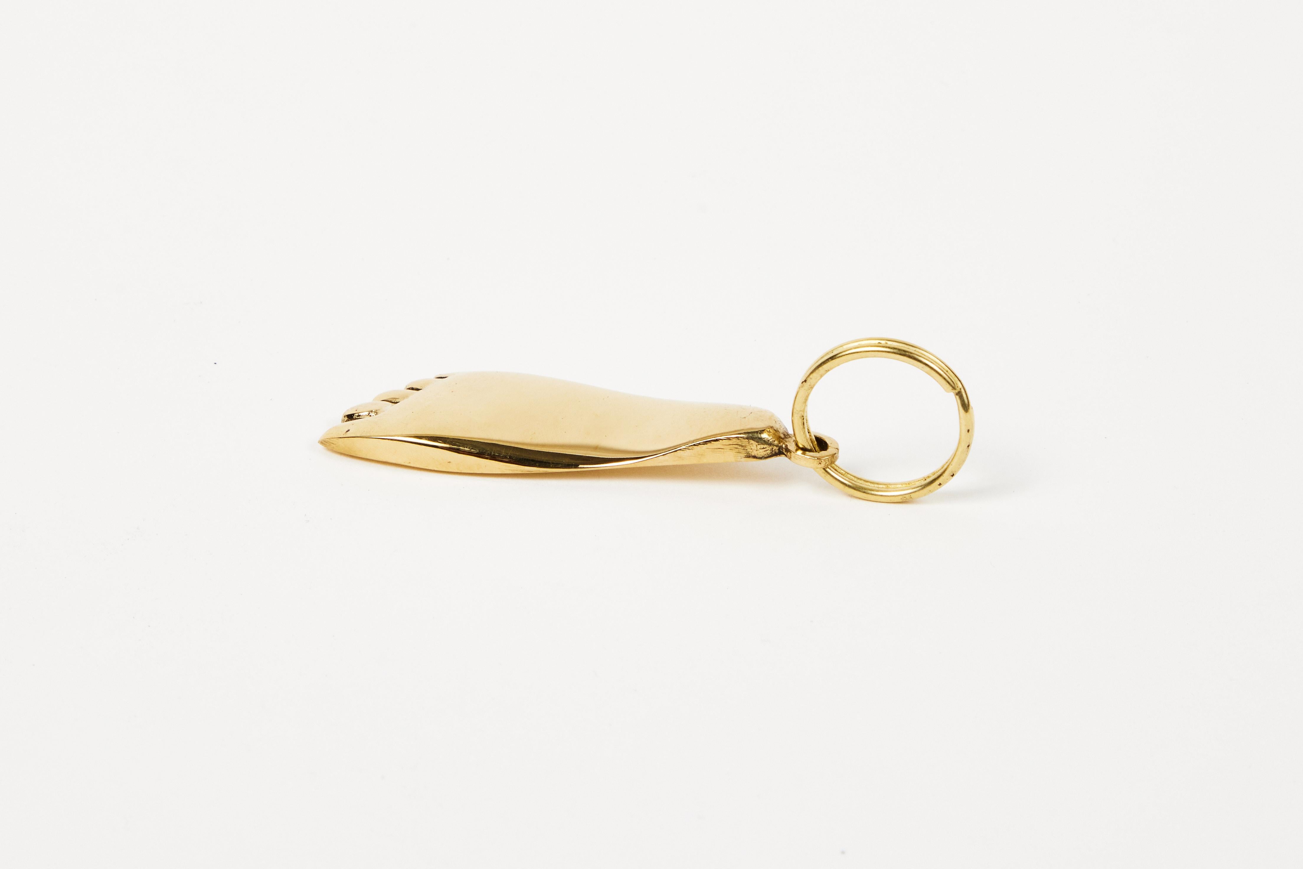 Mid-Century Modern Carl Auböck Model #5735 Brass Foot Figurine Keyring For Sale