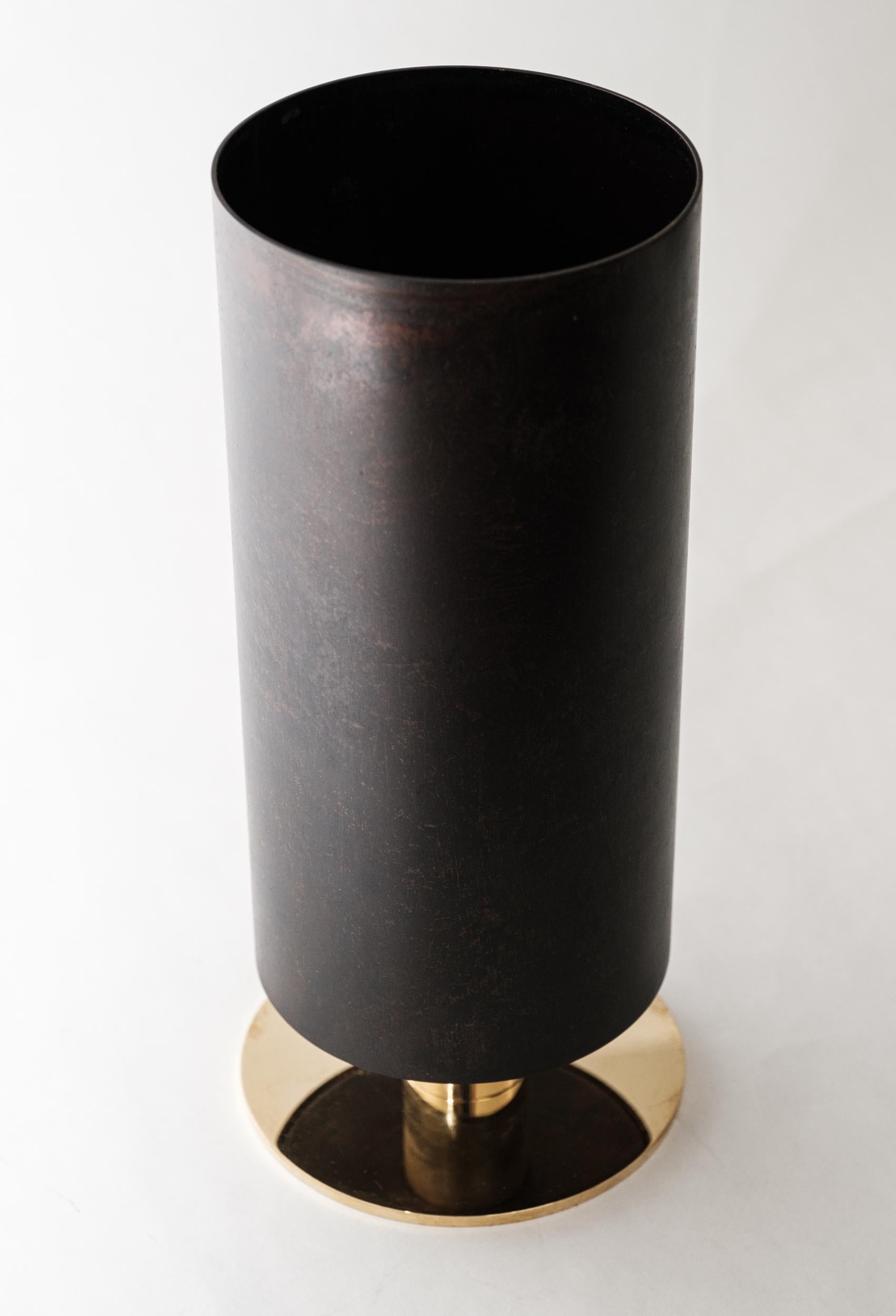 Austrian Carl Auböck Model #7247-4 Patinated Brass Vase For Sale