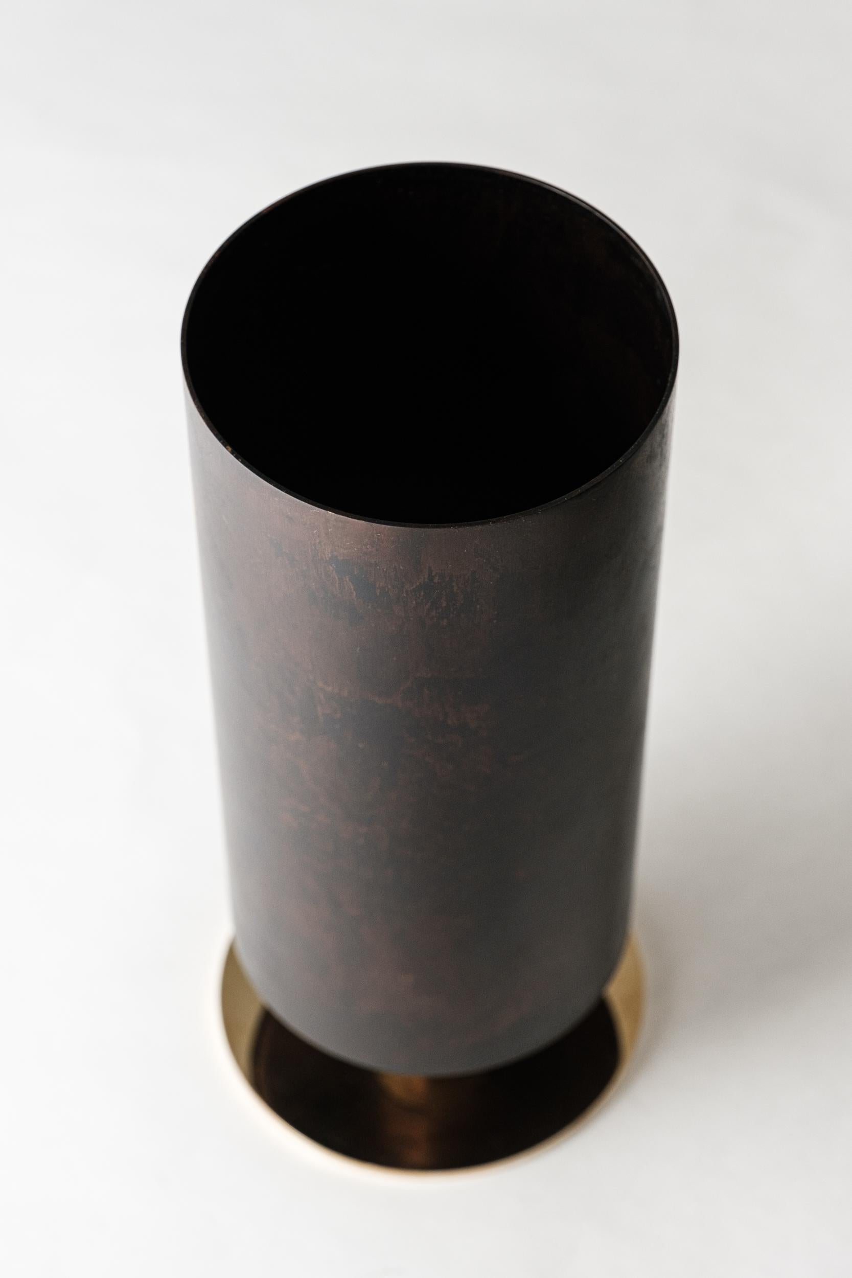 Polished Carl Auböck Model #7247-4 Patinated Brass Vase For Sale
