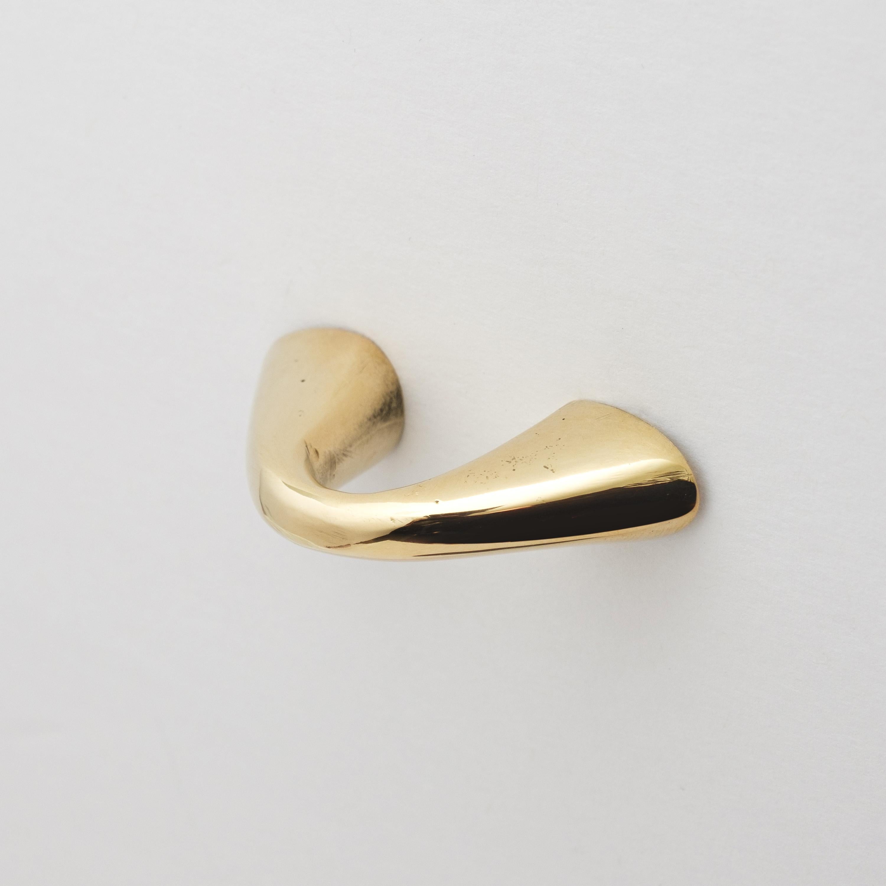 Contemporary Carl Auböck Model #9031-1 Polished Brass Drawer Pull For Sale