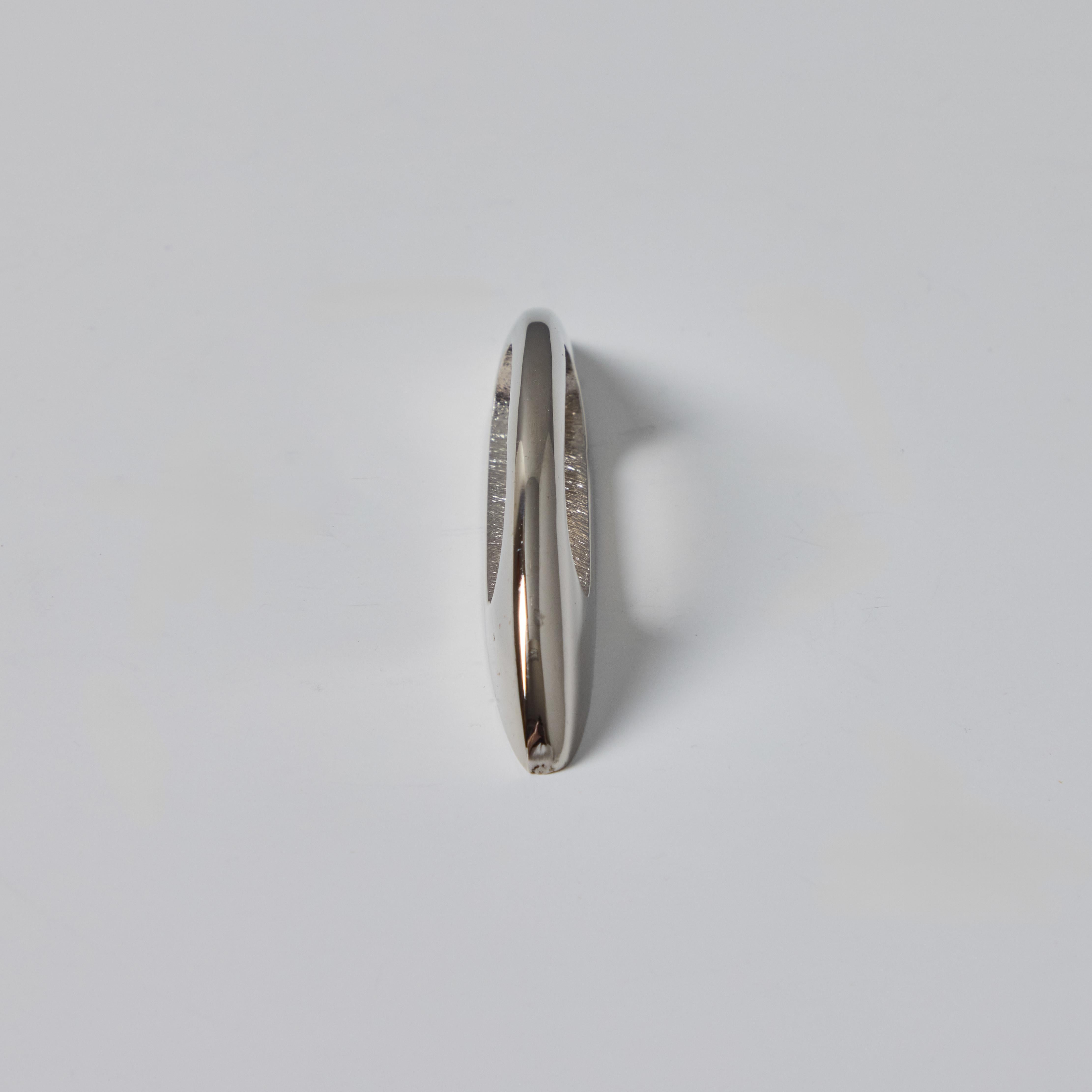 Mid-Century Modern Carl Auböck Model #9037 'Bow' Nickel Drawer Pull For Sale