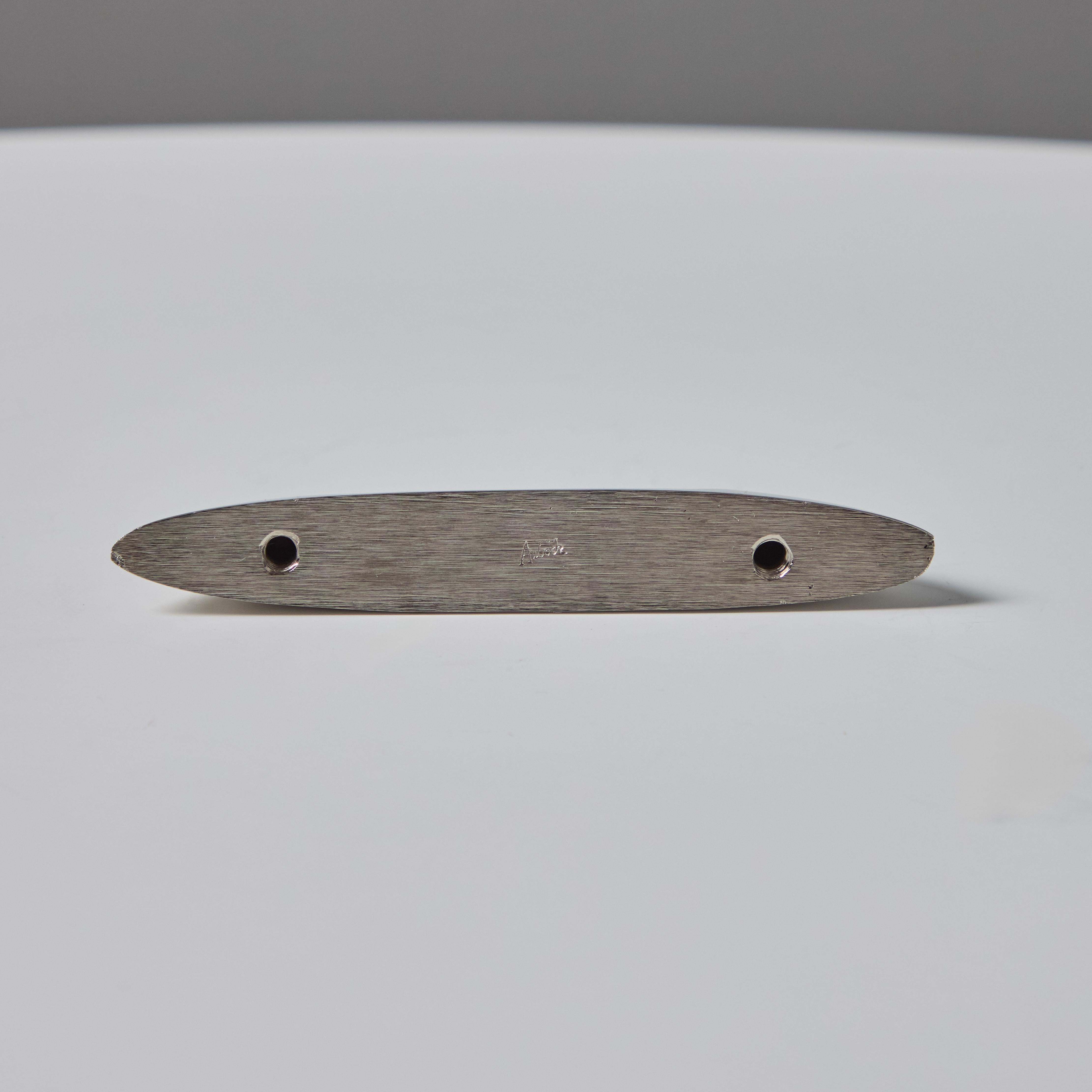 Polished Carl Auböck Model #9037 'Bow' Nickel Drawer Pull For Sale