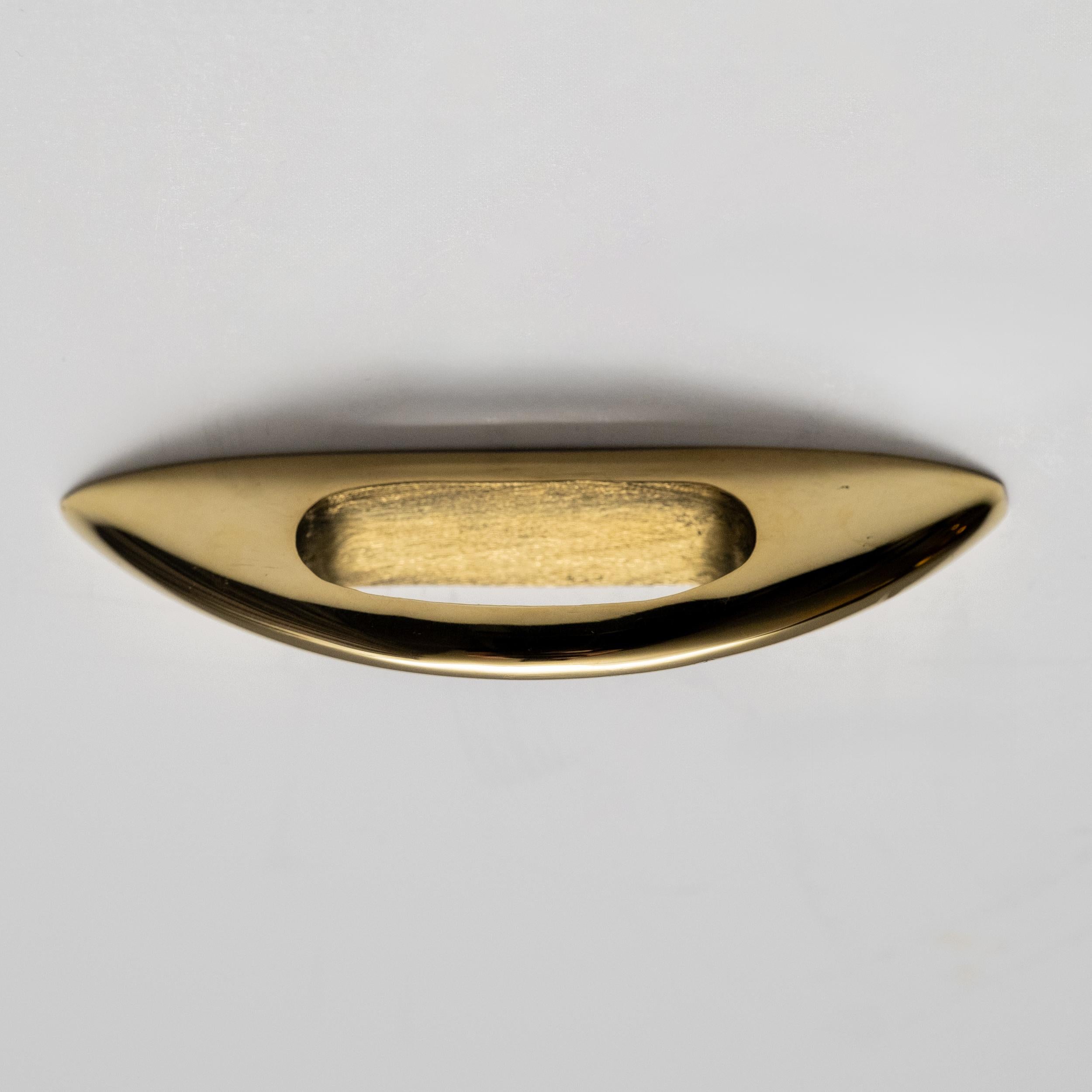 Austrian Carl Auböck Model #9037 'Bow' Polished Brass Drawer Pull For Sale
