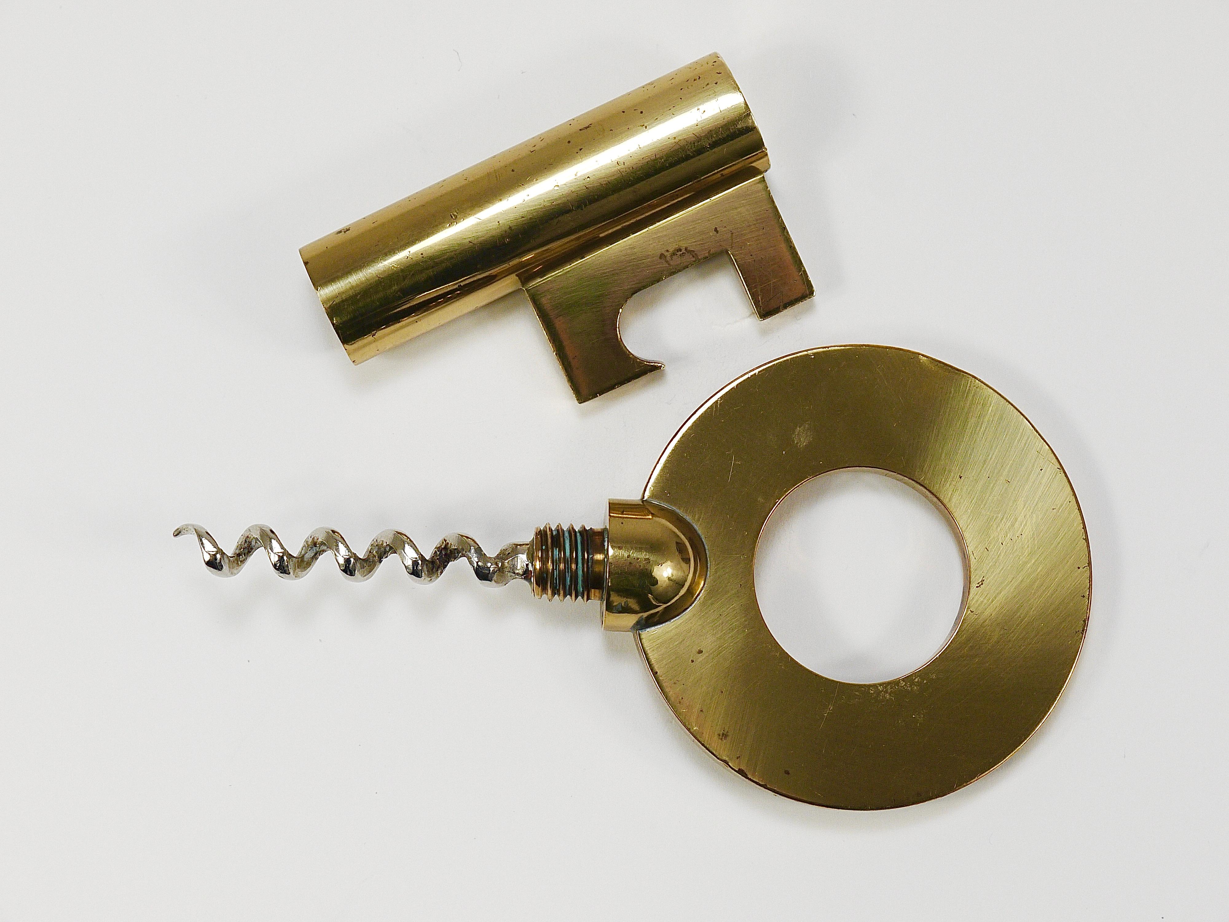 Carl Auböck Modern Key Großer Messingkorkenzieher, Flaschenöffner, Österreich, 1950er Jahre im Angebot 8